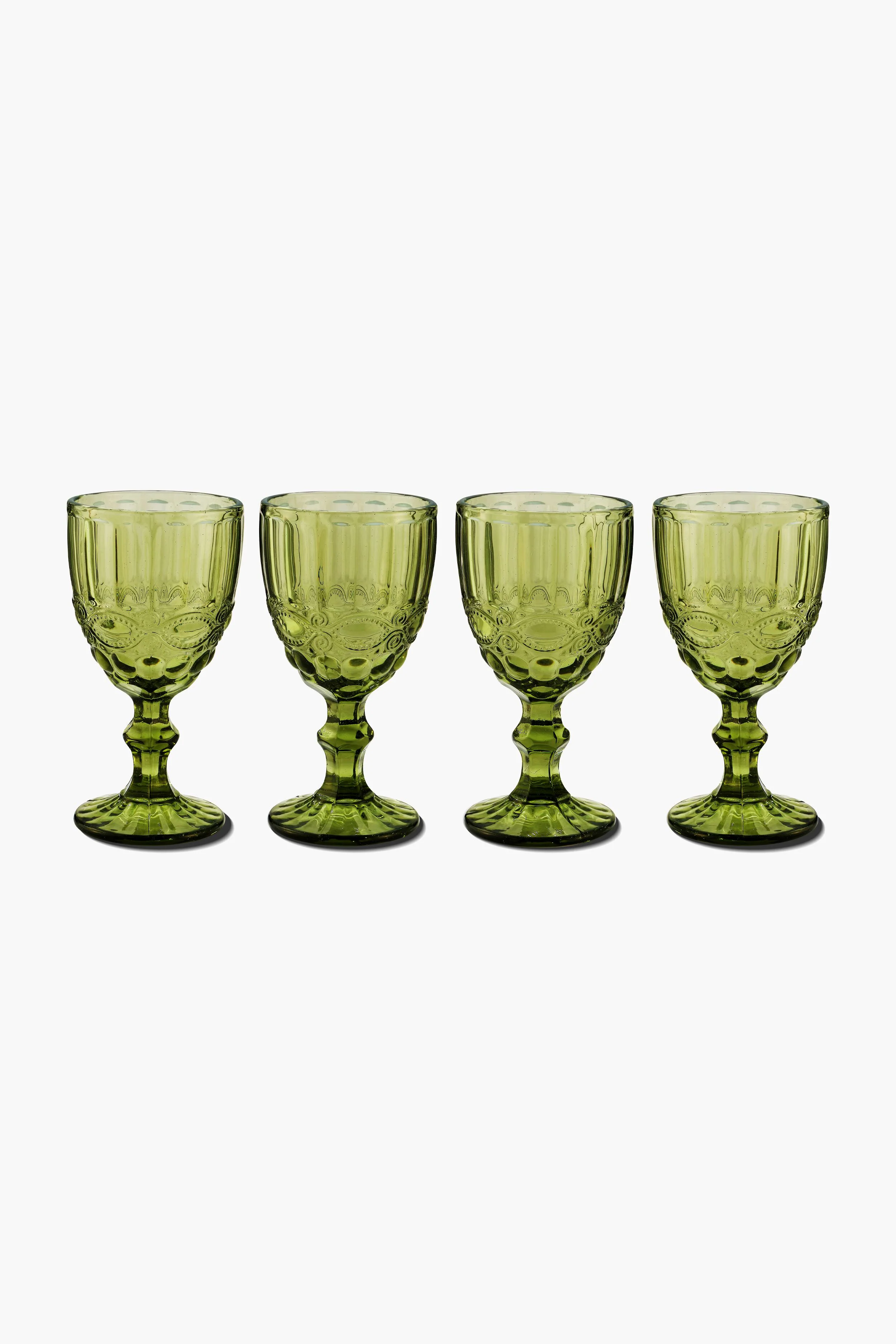 Green Stem Glasses Set of 4