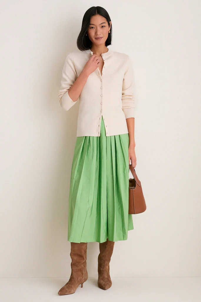 Pistachio Pleated Dixon Midi Skirt - Image 8