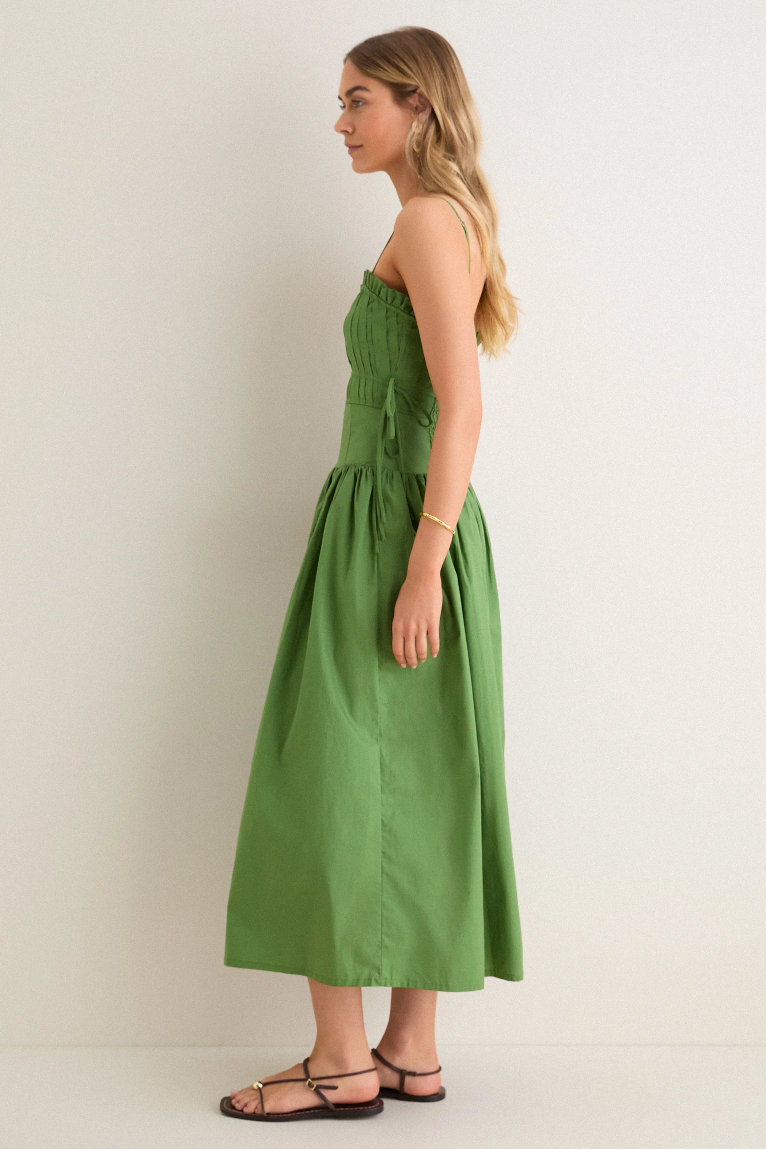 Green Tie Midi Dress - Image 4