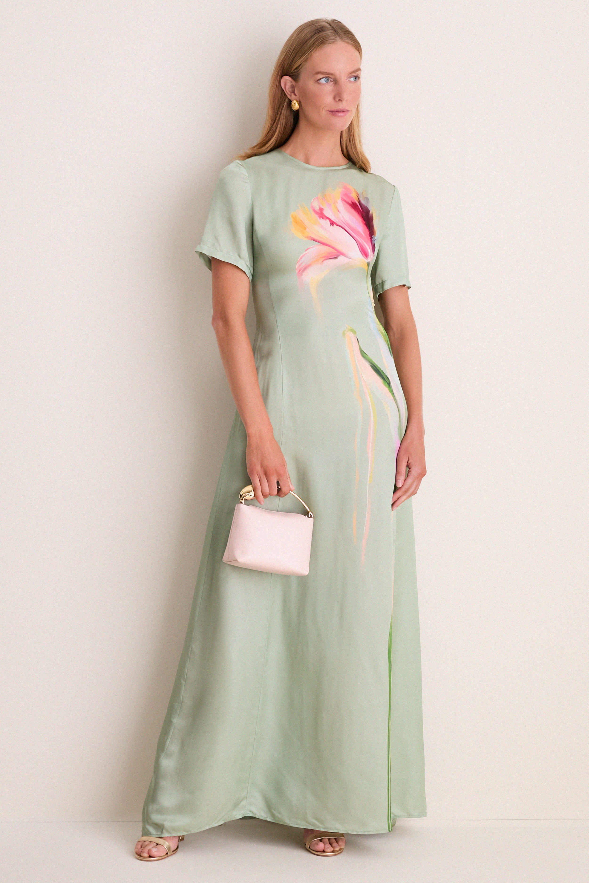 Green Tulip Print Alice Maxi Dress - Image 2
