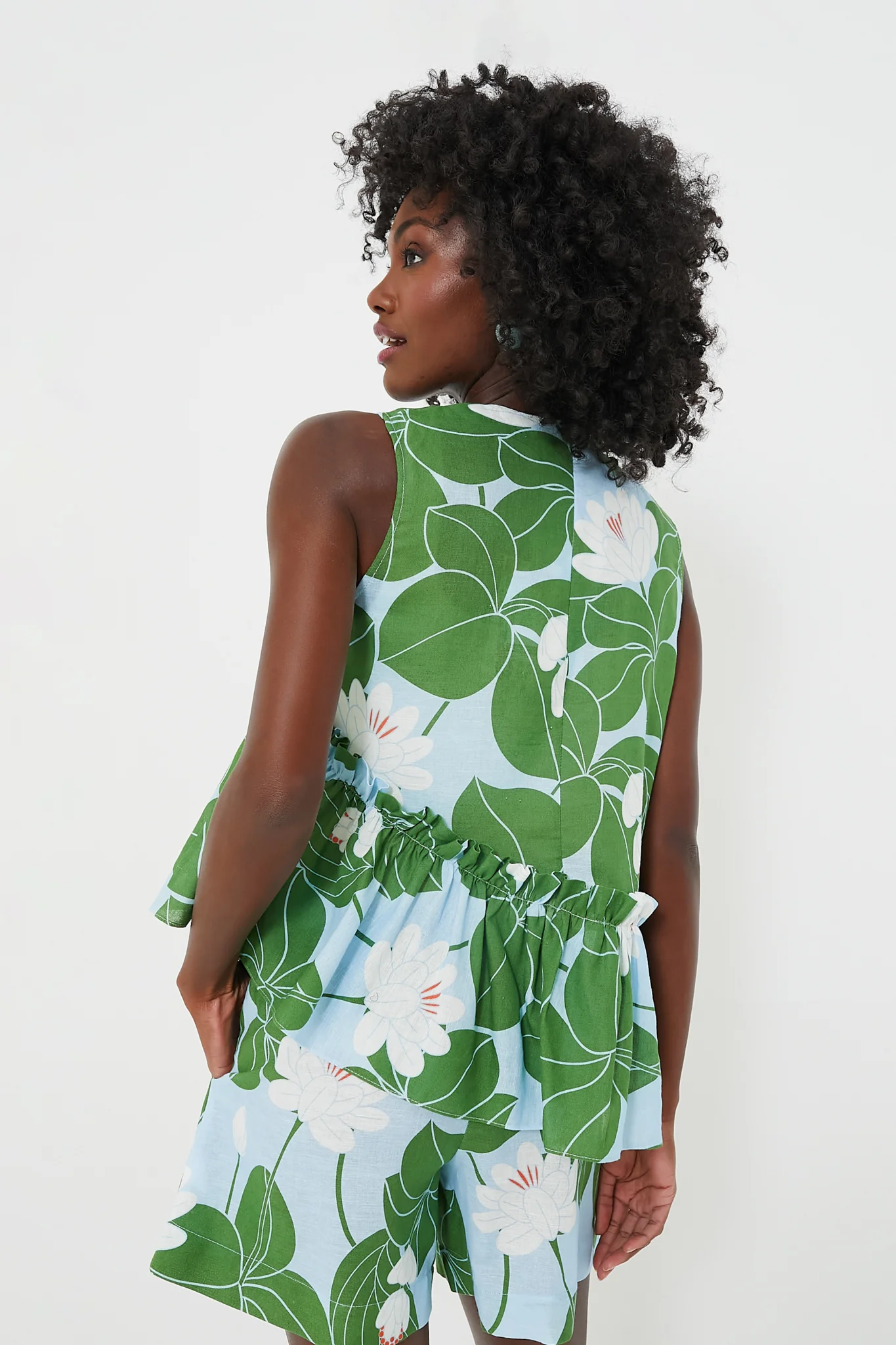 Green Waterlily Alora Linen Top - Image 4