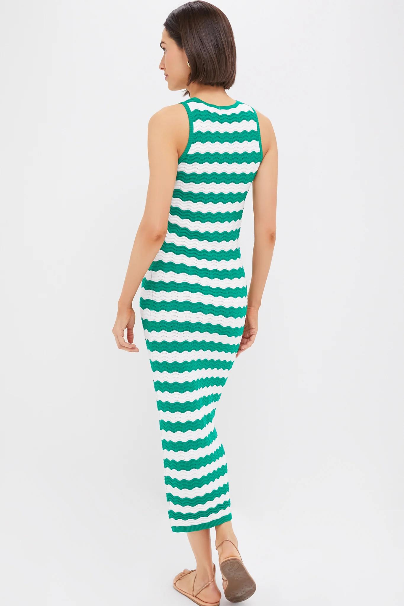 Green & White Wavy Knit Stripe Wilder Dress - Image 4