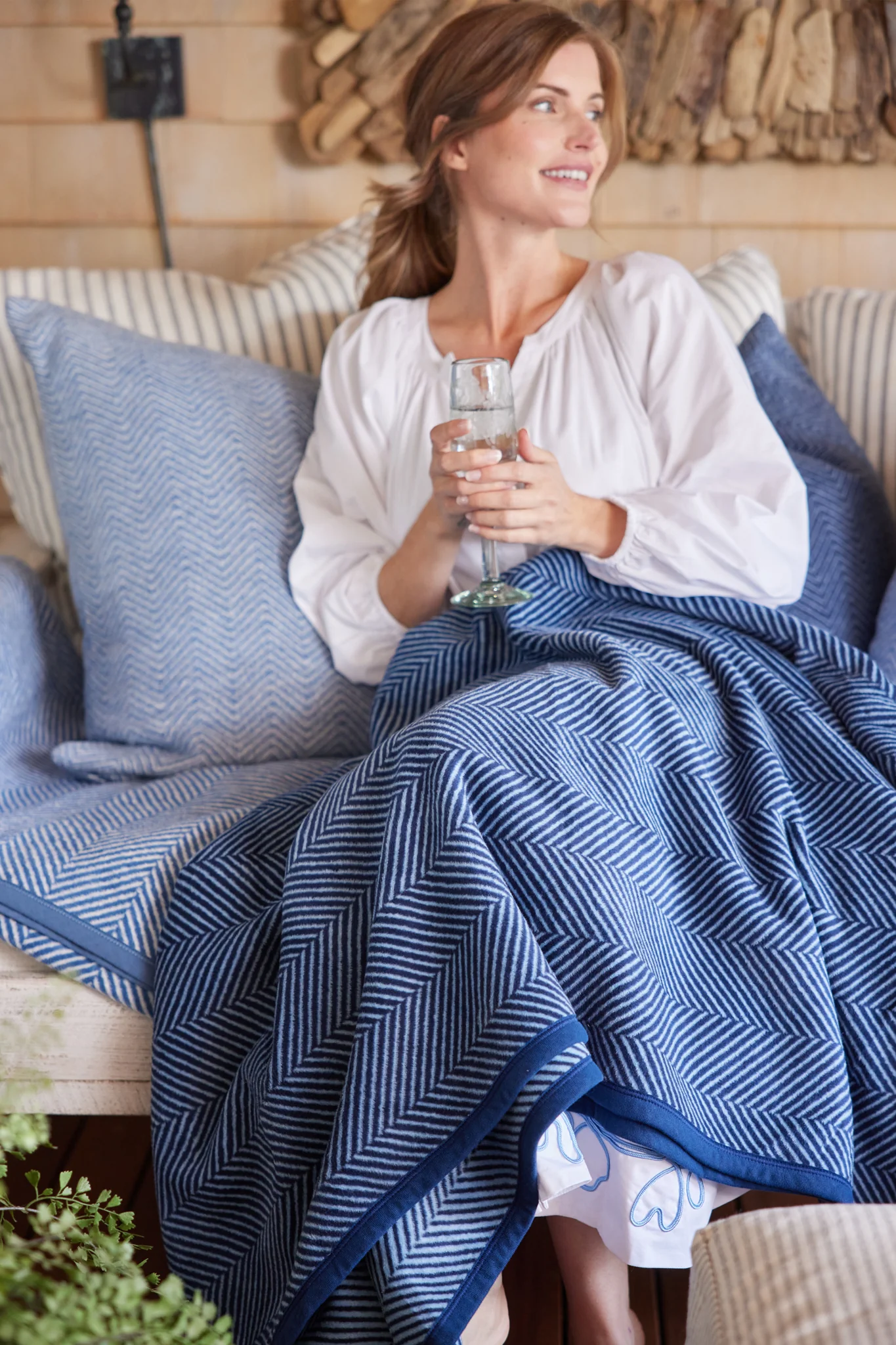 Harborview Herringbone Navy Blanket - Image 3