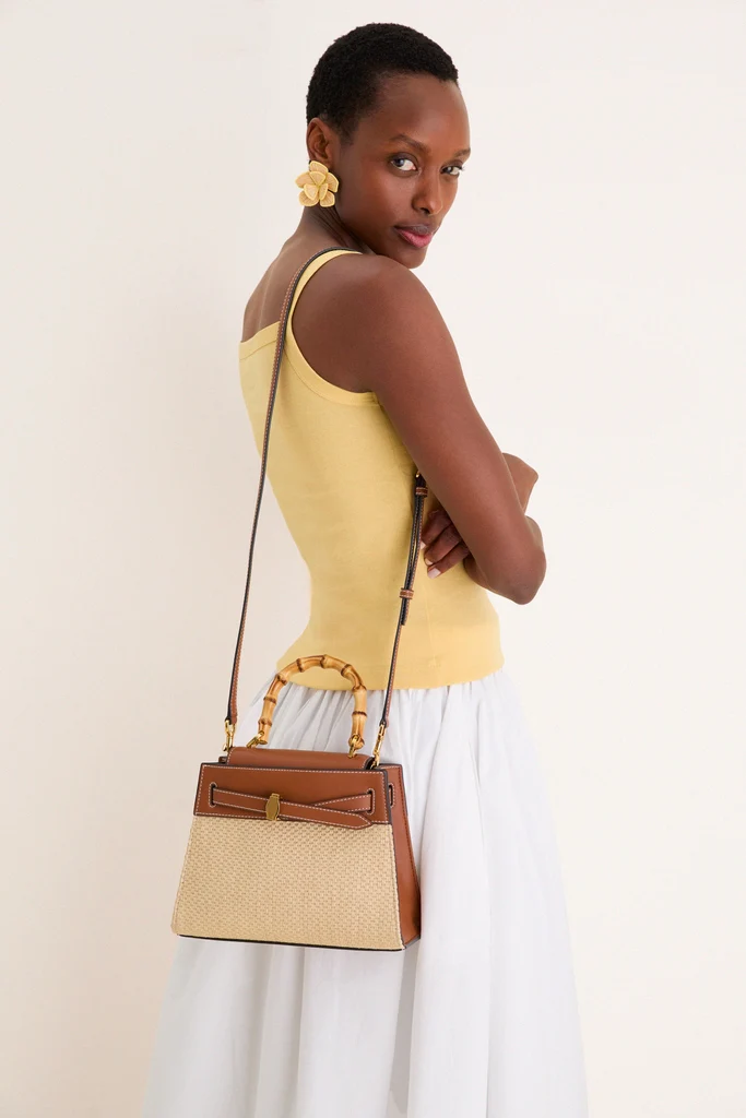 Hazelwood Natural Raffia Veronica Beard Dash Top Handle - Image 3
