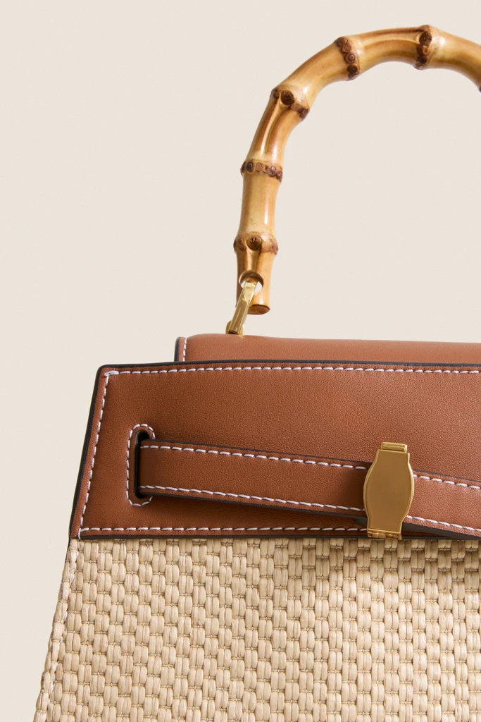 Hazelwood Natural Raffia Veronica Beard Dash Top Handle - Image 5