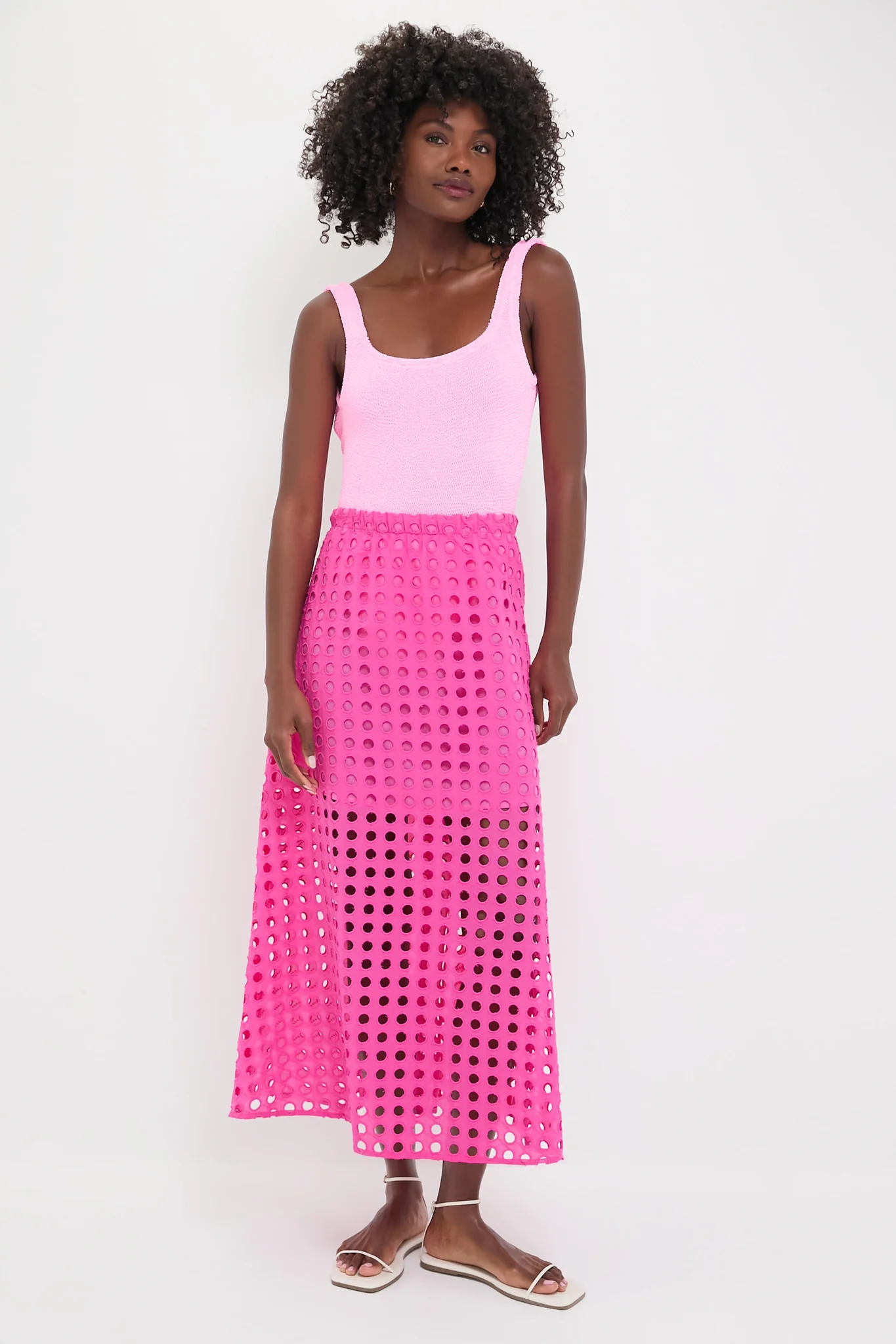 Hot Pink Cotton Eyelet Eve Skirt - Image 6