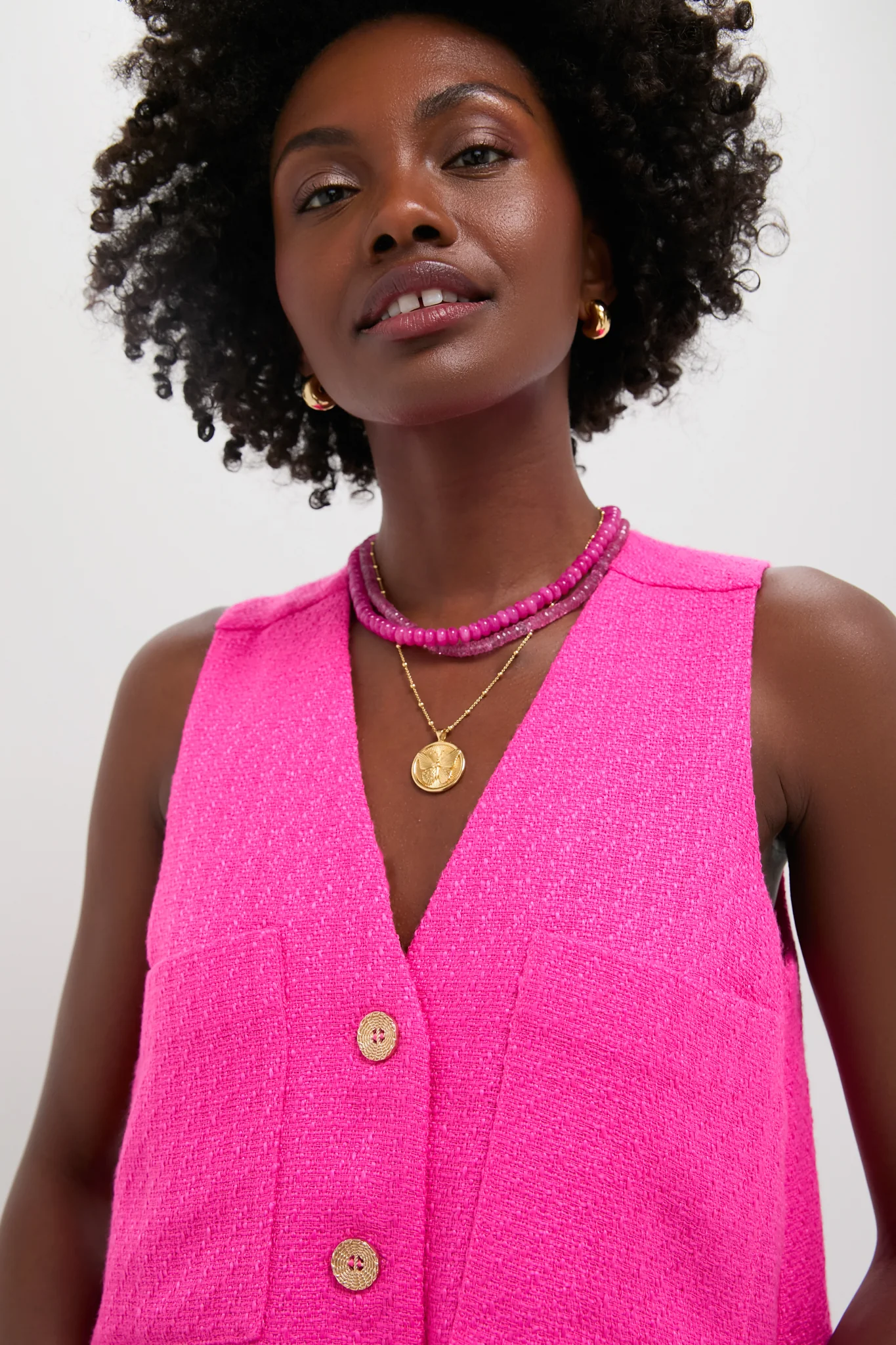Hot Pink Textured Myla Romper - Image 5