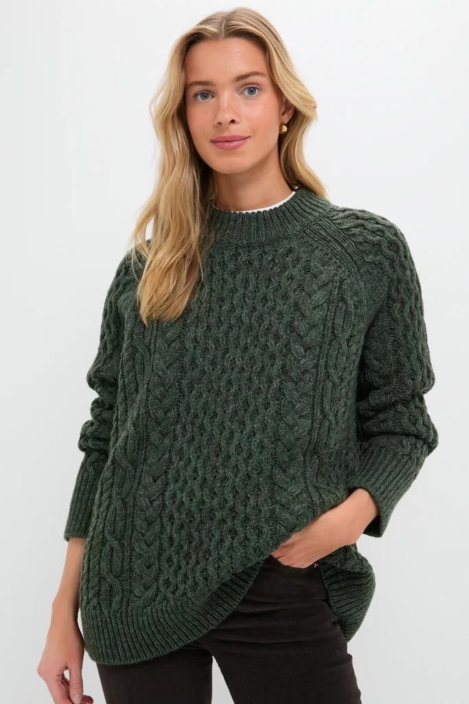 Hunter Green Galway Fisherman Sweater