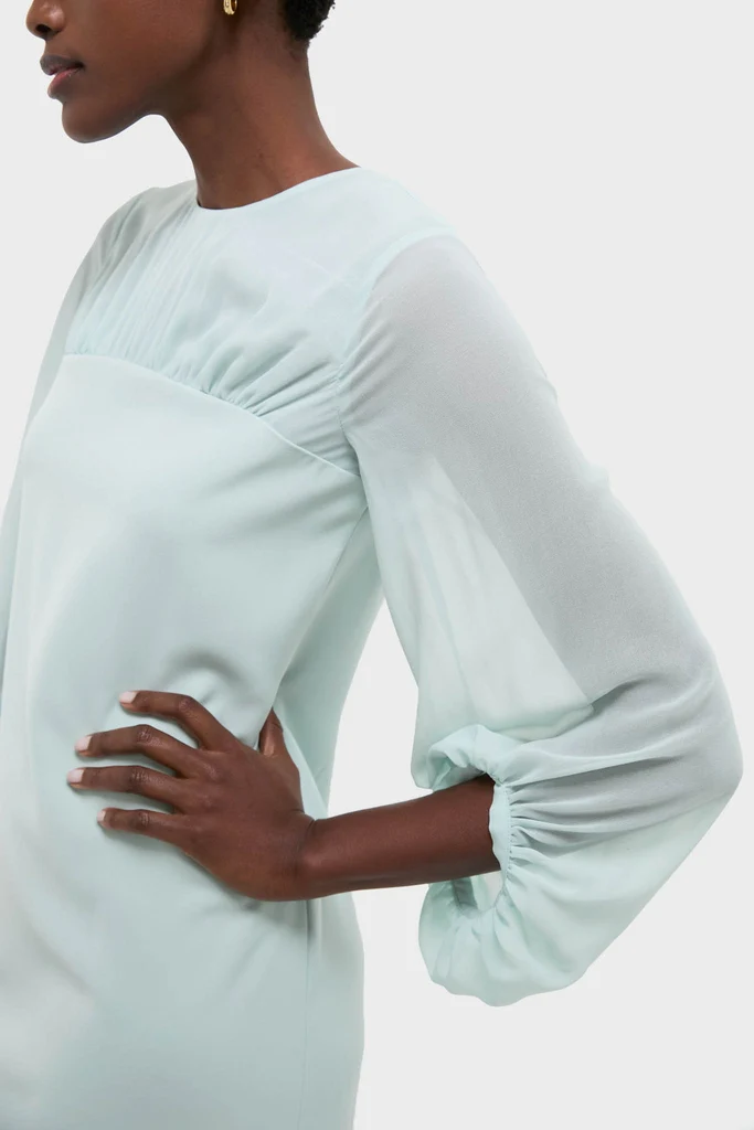 Ice Blue Chiffon Pleated Lorraine Dress - Image 2