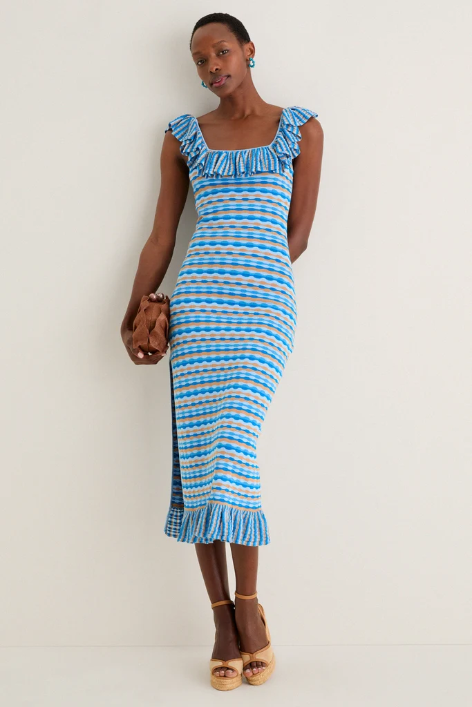 Ice Blue Viola Knit Maxi Dress - Image 3