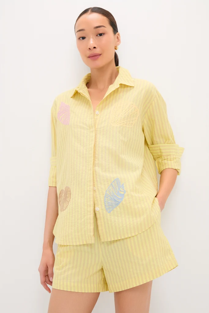 Citrine Stripe Embroidered Nadine Button Down