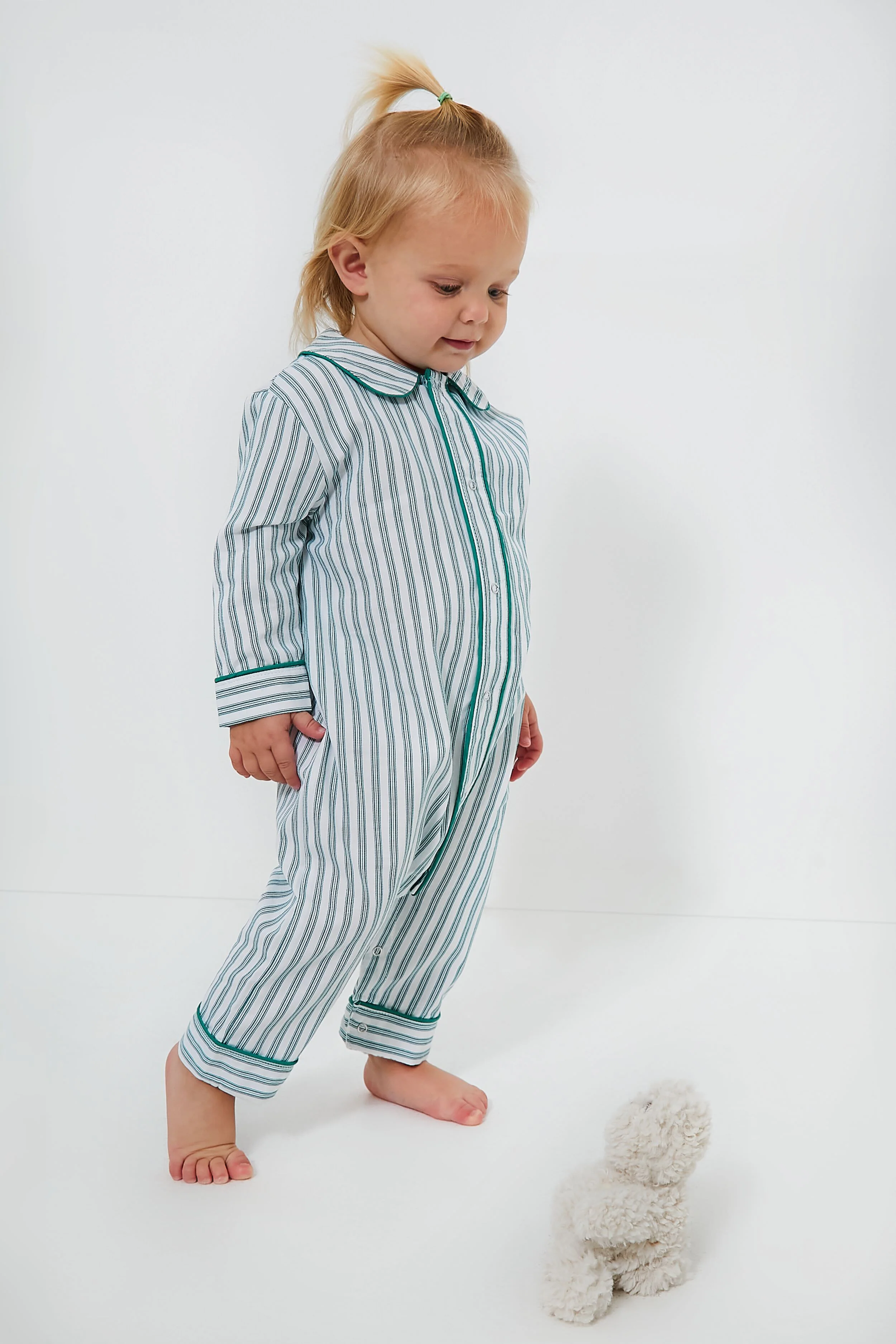 Infant Emerald Ticking Cambridge Romper - Image 2