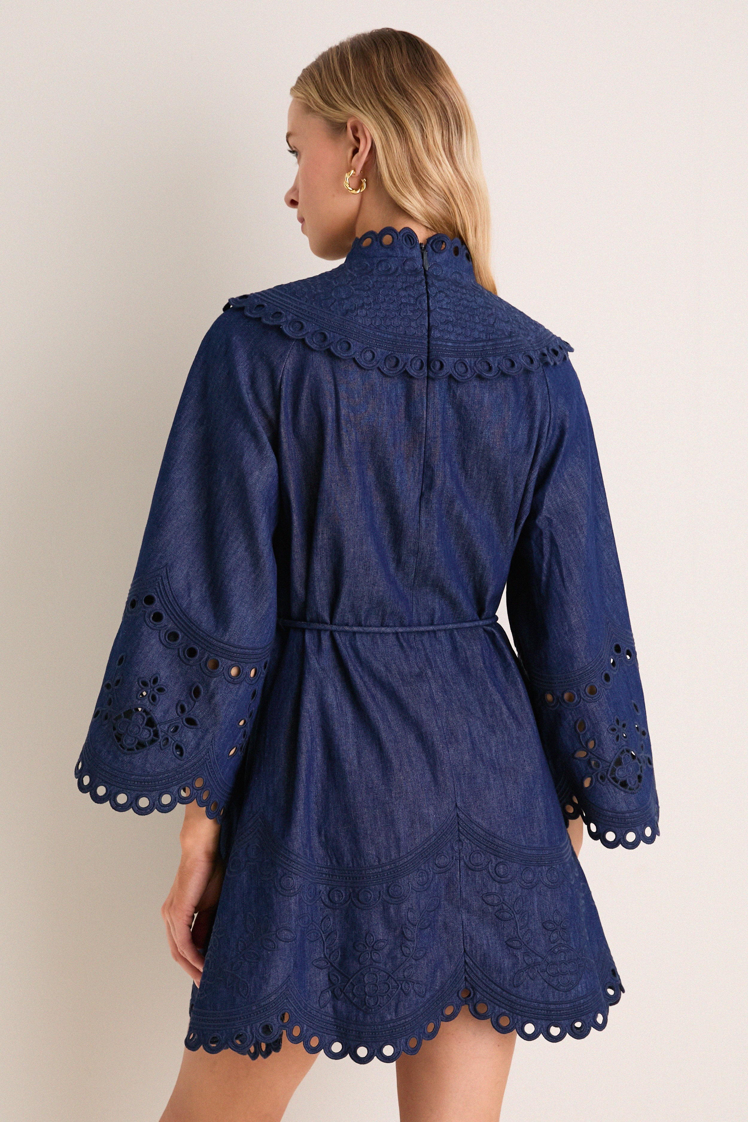 Ink Mahon Broderie Denim Mini Dress - Image 4