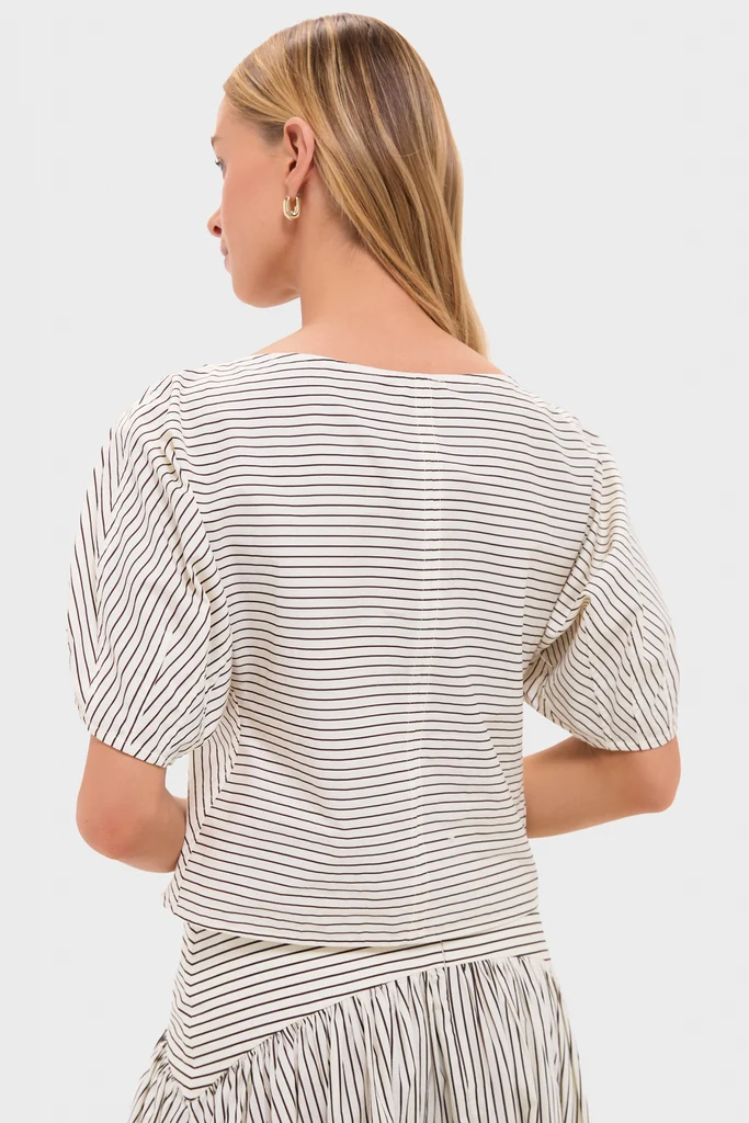 Ivory and Dark Oak Micro Stripe Didi Top - Image 4