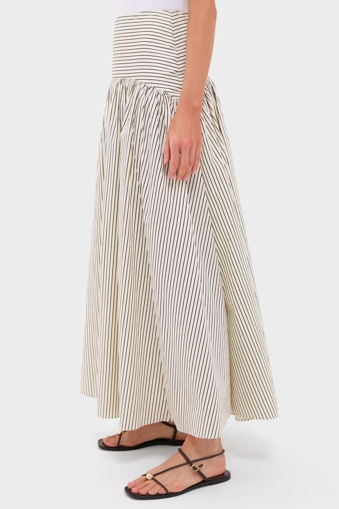 Ivory and Dark Oak Micro Stripe Procida Skirt - Image 3