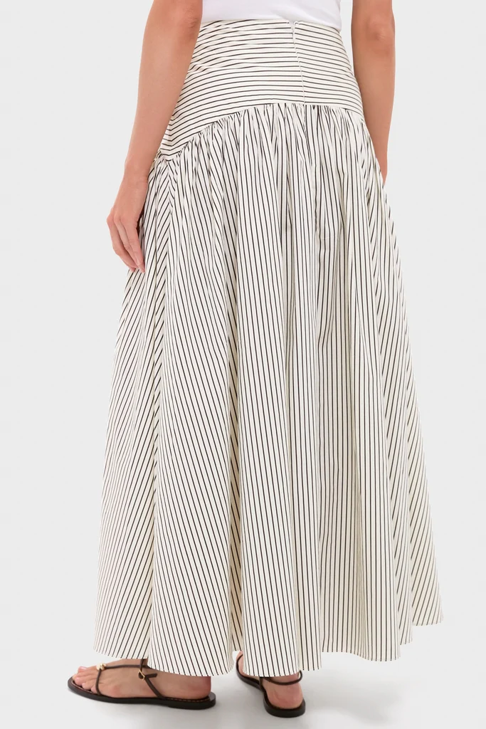 Ivory and Dark Oak Micro Stripe Procida Skirt - Image 4
