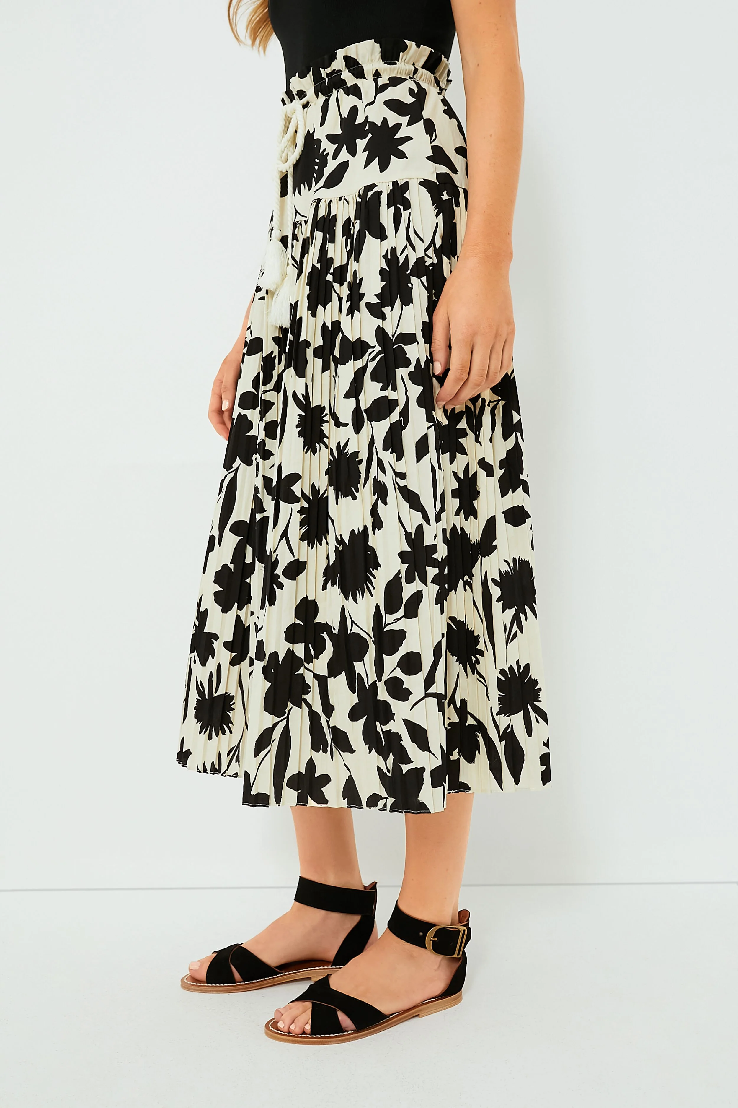 Exclusive Ivory Floral Midi Skirt - Image 3