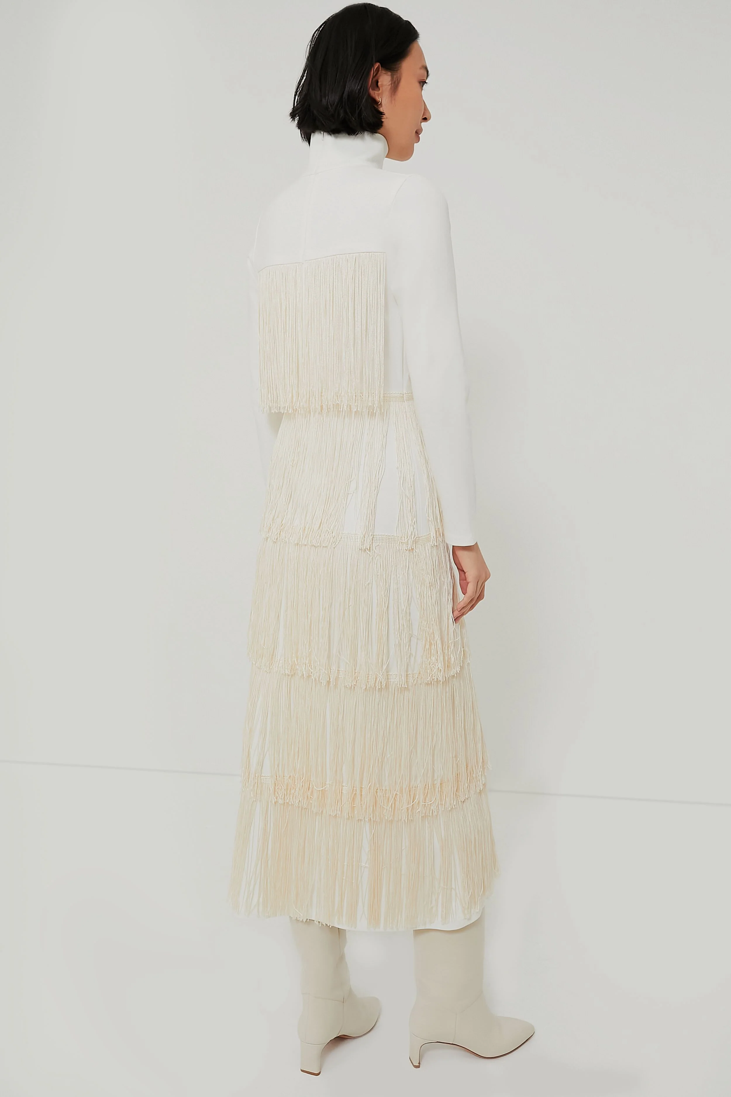 Ivory Fringe Midi Dress - Image 4