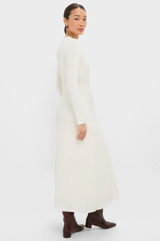 Ivory Knit Long Sleeve Ruby Dress - Image 4