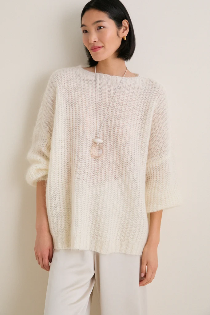 Ivory Mohair Francine Crewneck