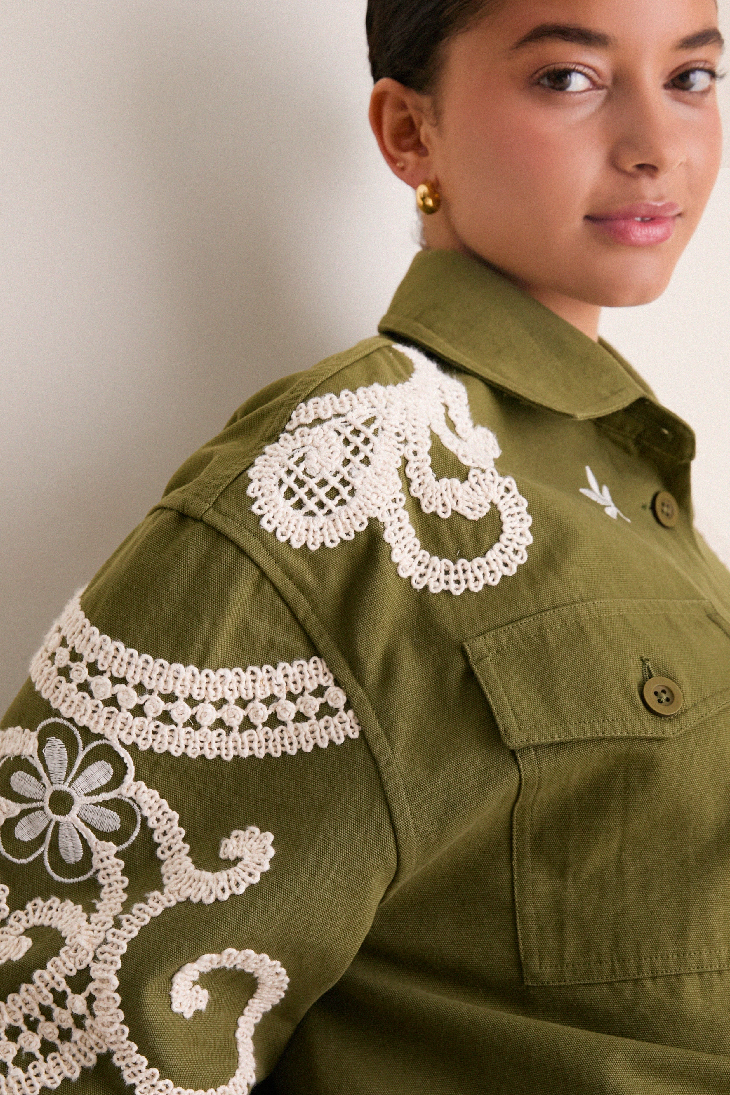 Kaki Flowers Como Jacket - Image 5