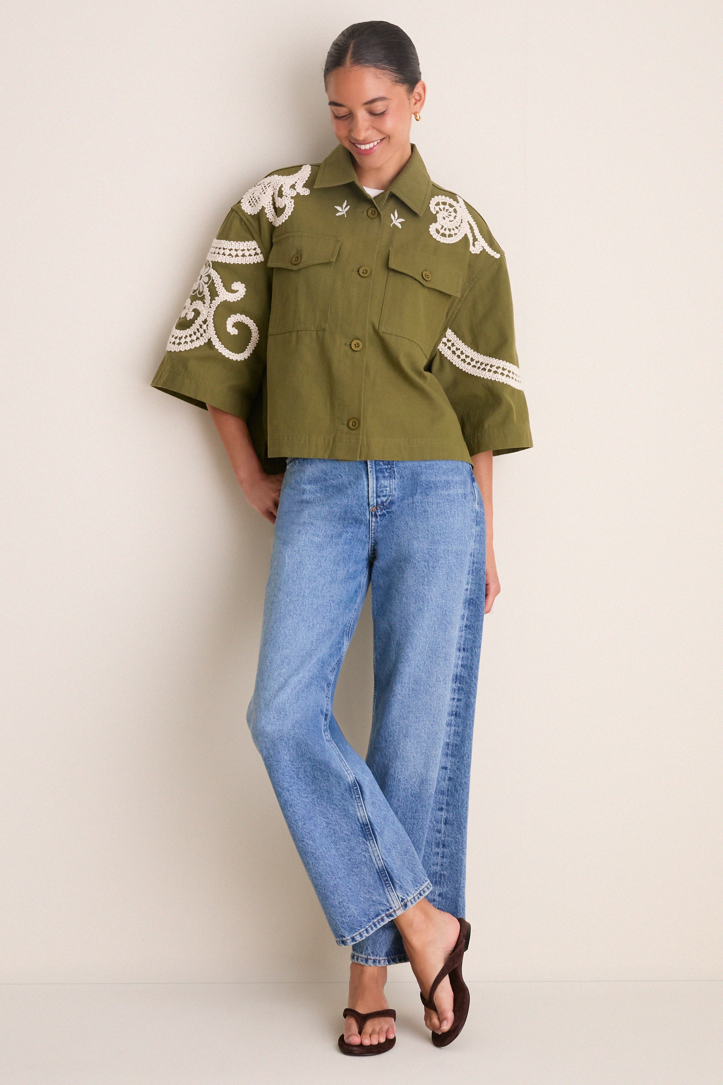 Kaki Flowers Como Jacket - Image 6