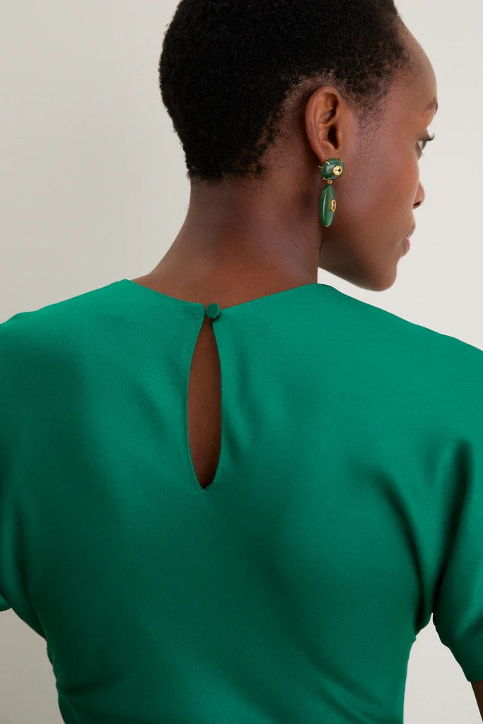 Kelly Green Marabella Draped Midi Dress - Image 5