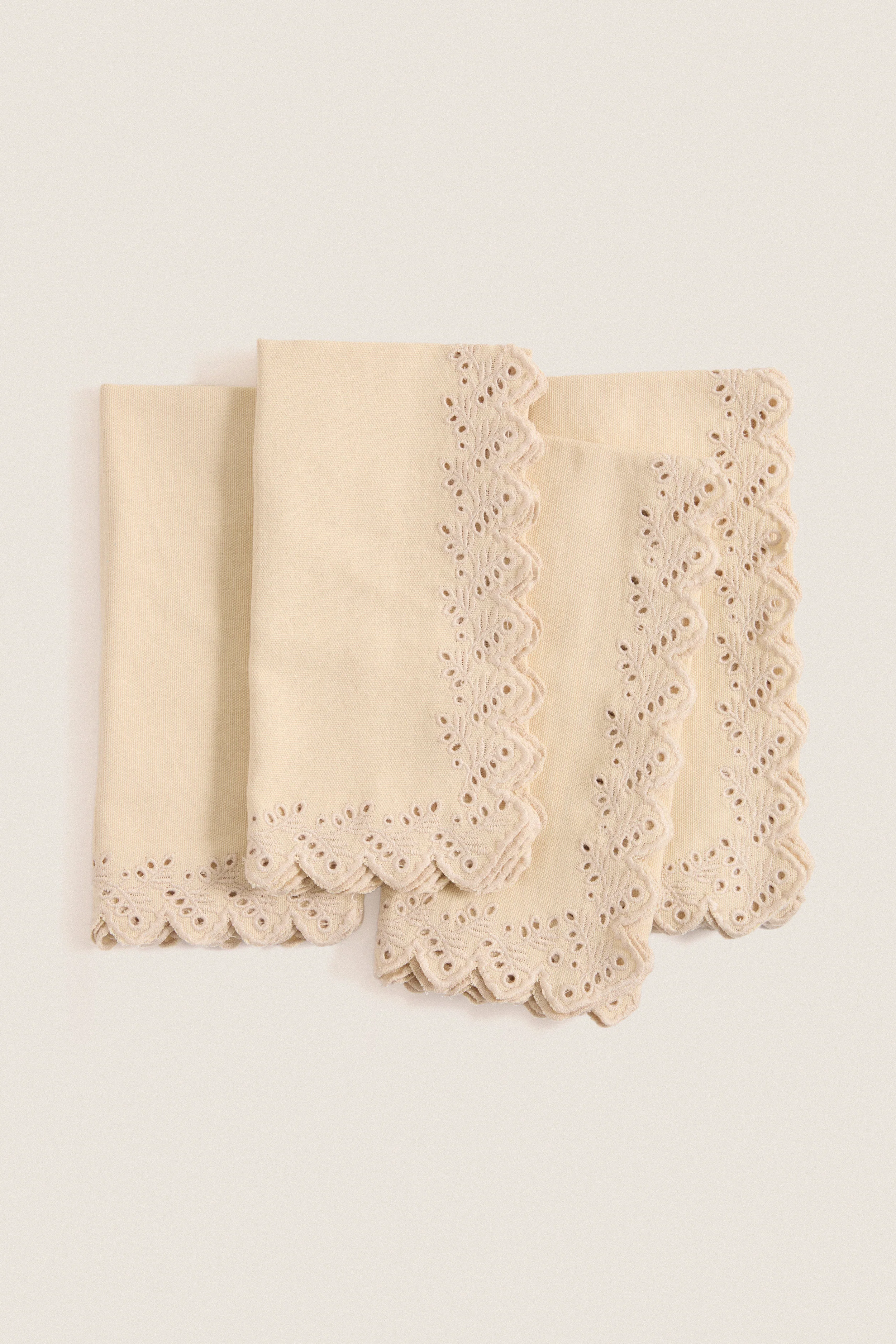 Khaki Eyelet Embroidered Napkins Set of 4