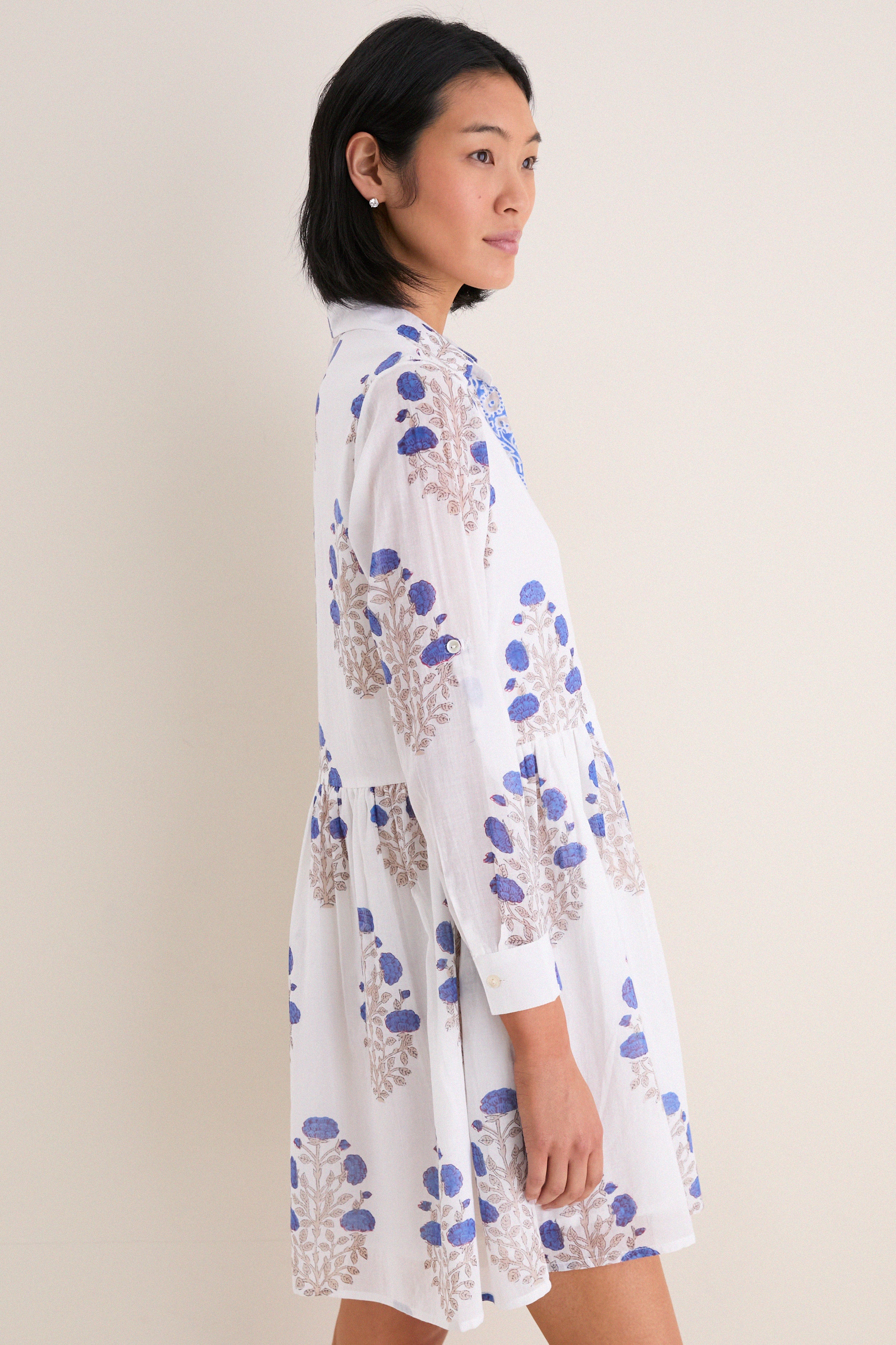 Laguna Blue Long Sleeve Mini Shirt Dress - Image 3