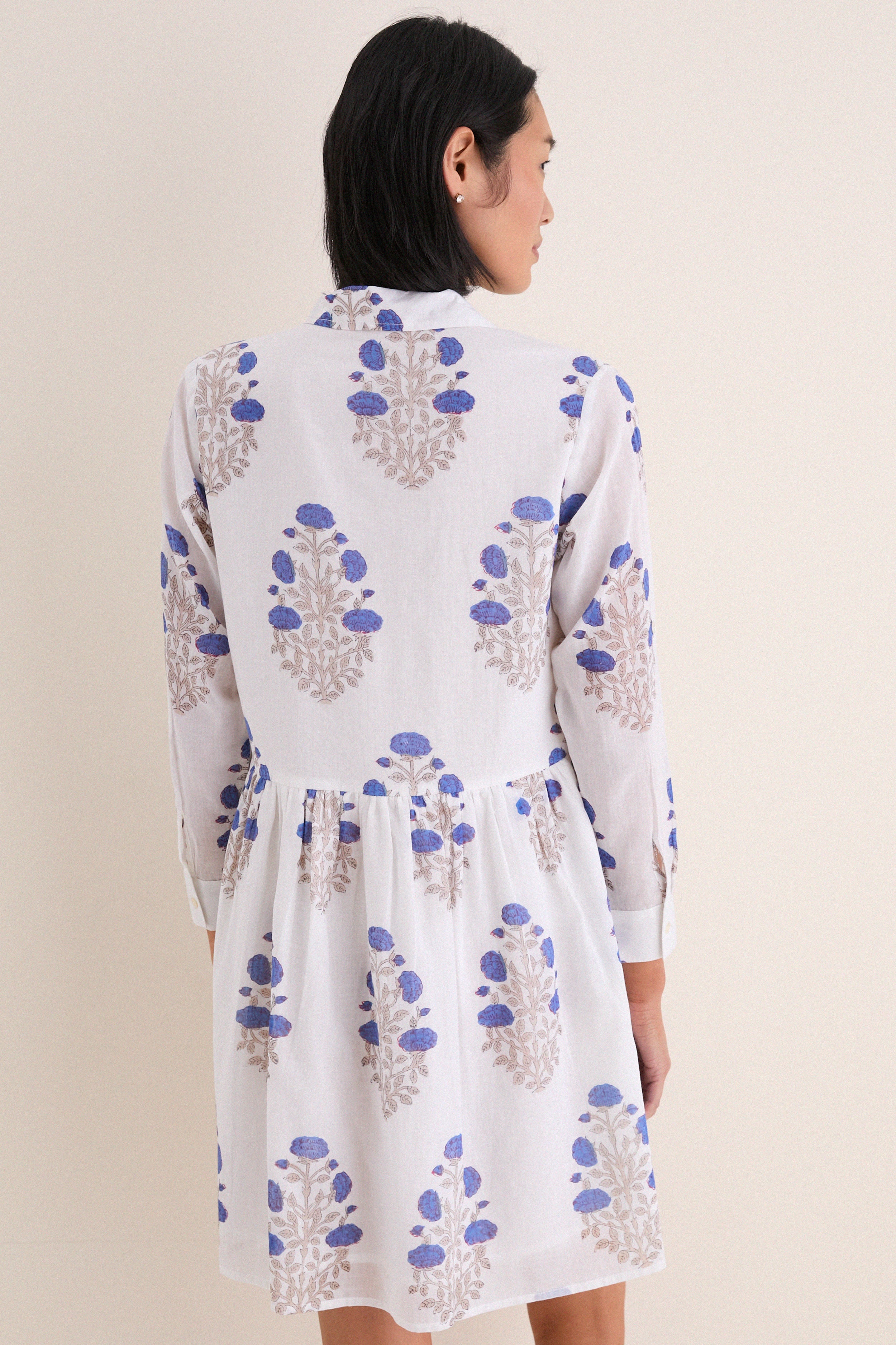 Laguna Blue Long Sleeve Mini Shirt Dress - Image 4
