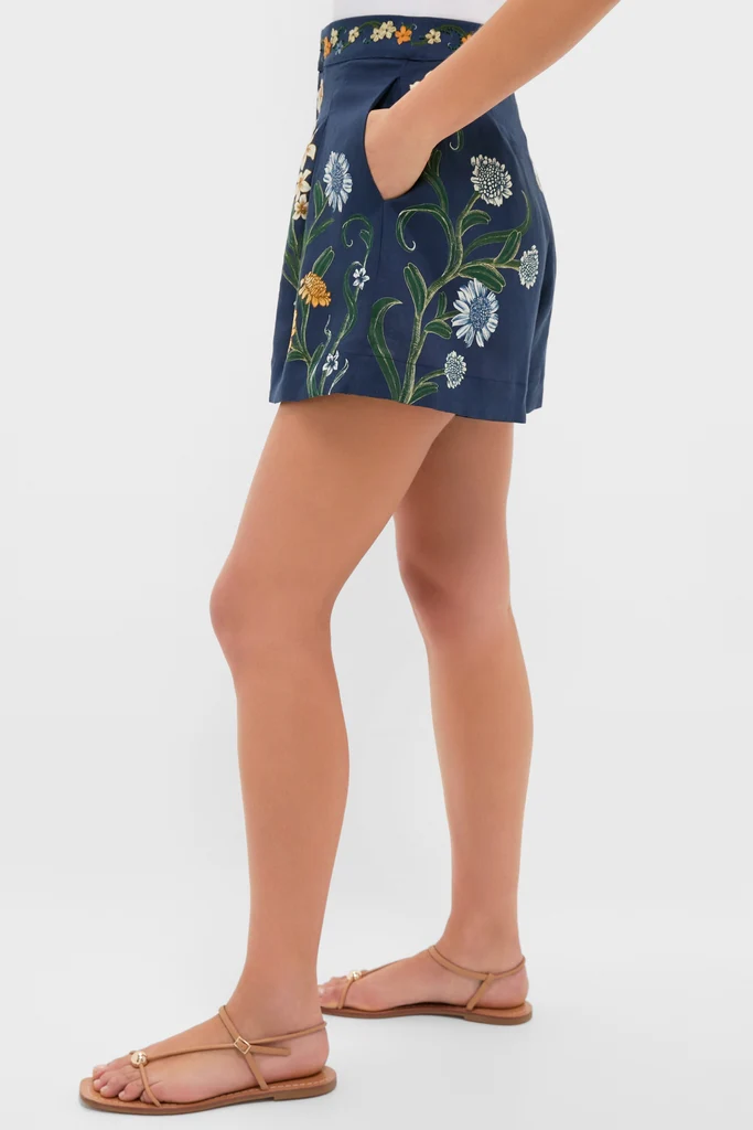 Hand Embroidered Laguna Maratea Linen Shorts - Image 4