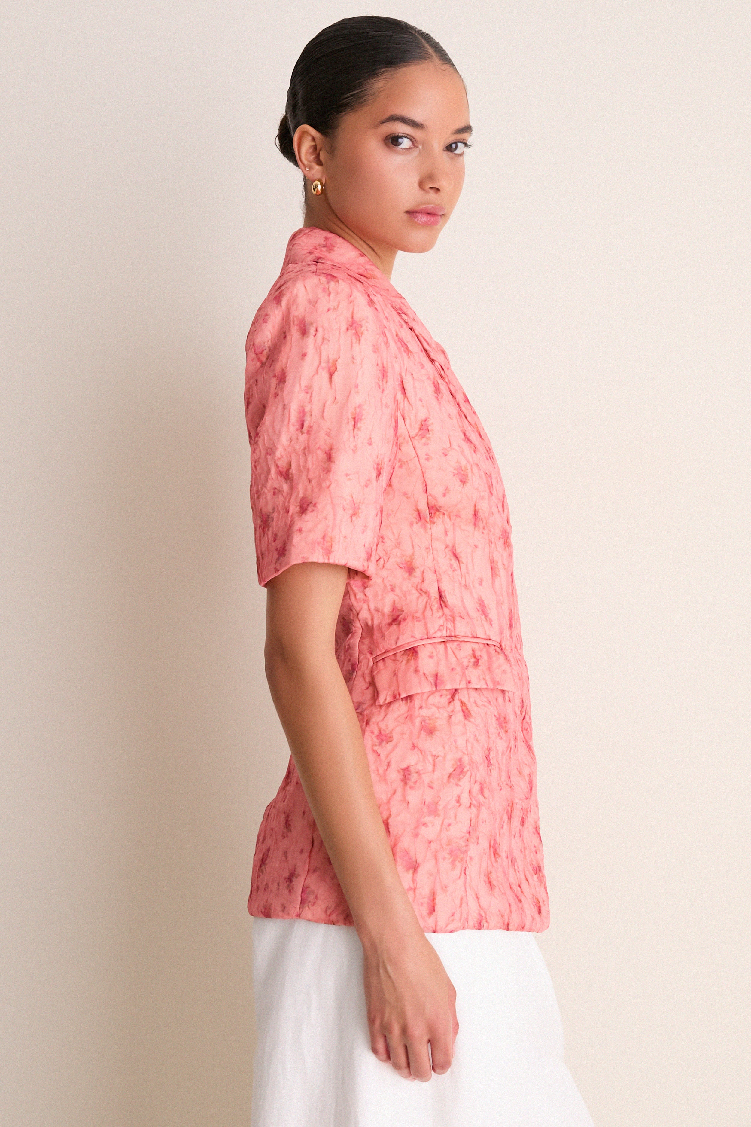 Lantana Shibori Organza Short Sleeve Blazer - Image 3