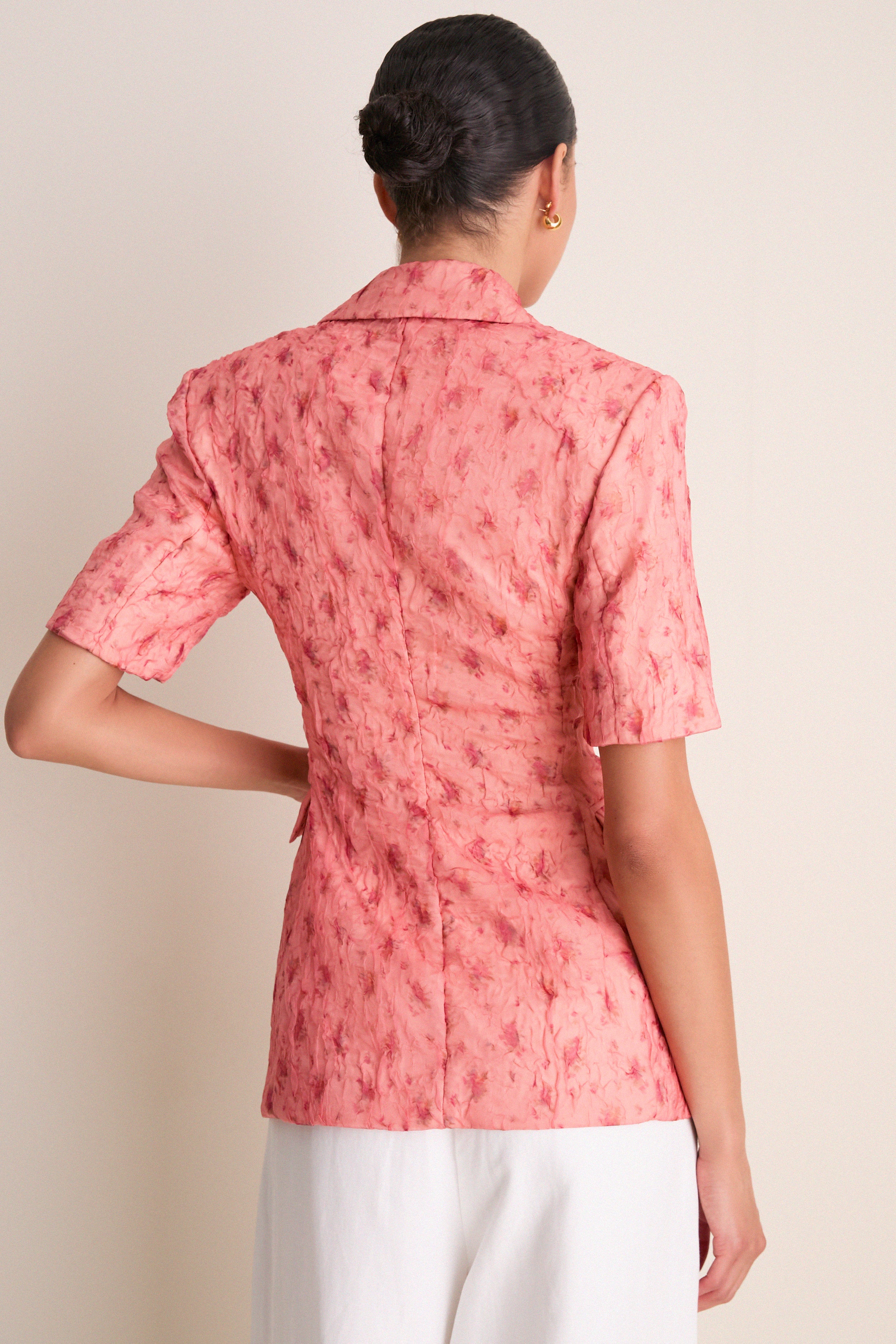 Lantana Shibori Organza Short Sleeve Blazer - Image 4