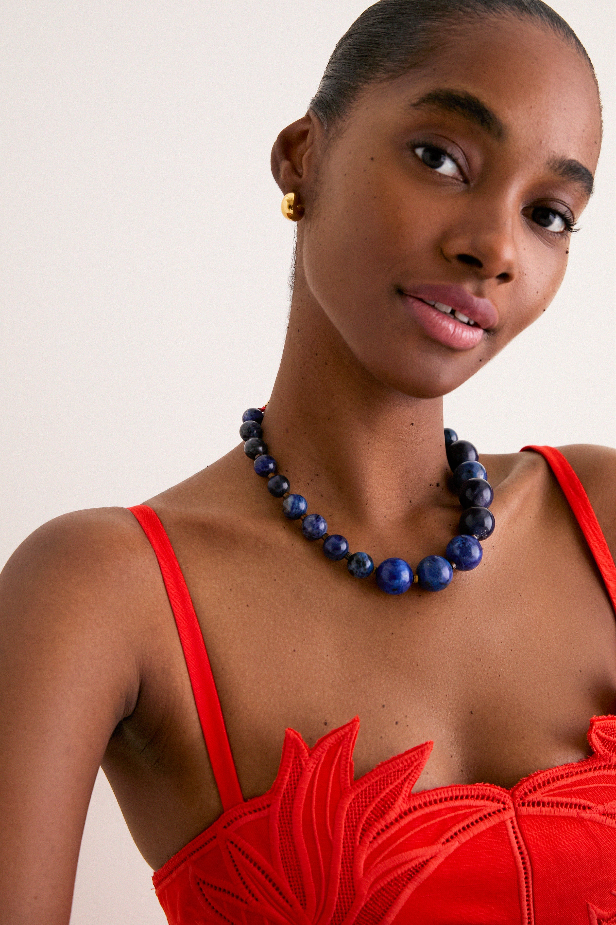 Lapis Large Beaded Semi Necklace - Image 3