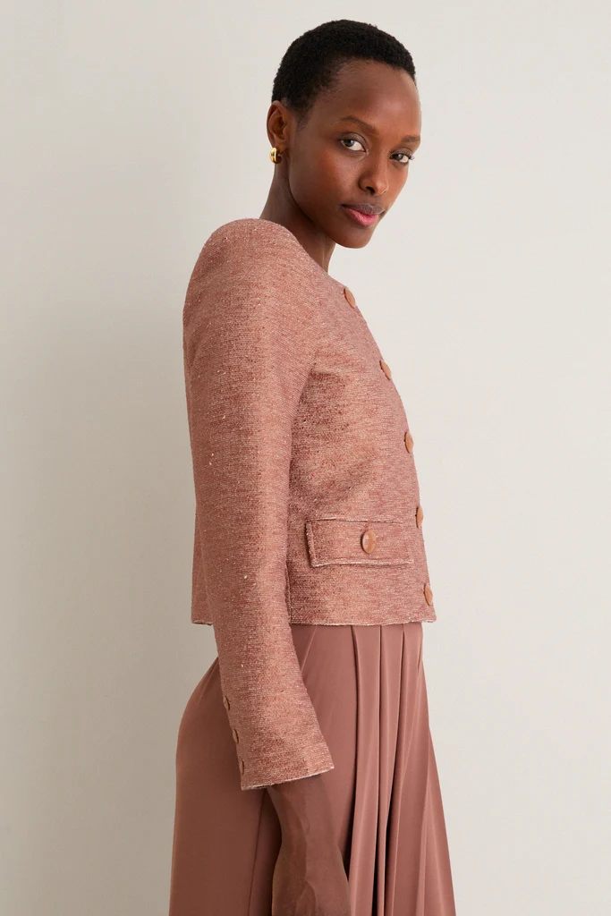 Light Auburn Zell Collarless Jacket - Image 3