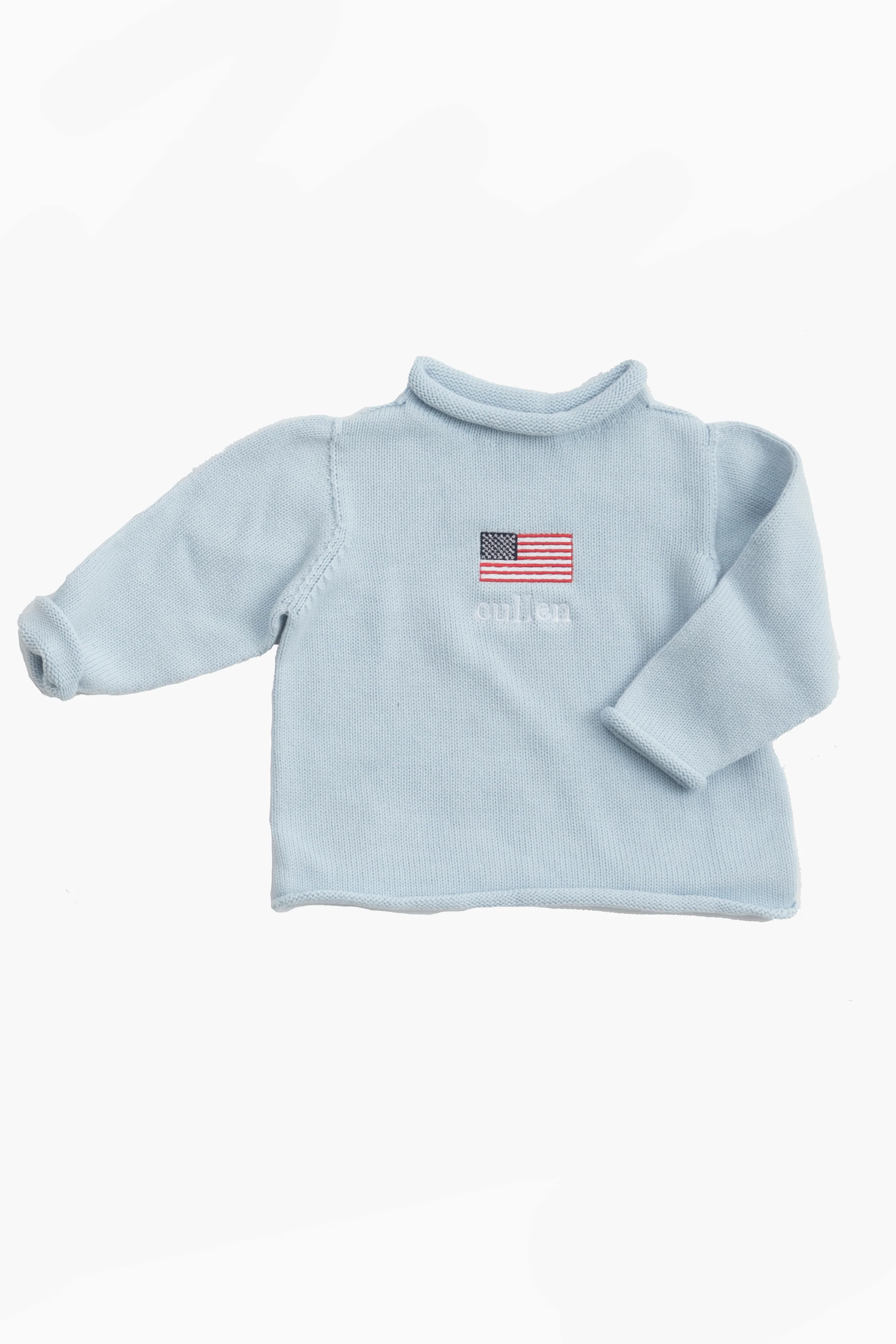 Light Blue American Flag Roll Neck Sweater - Image 3