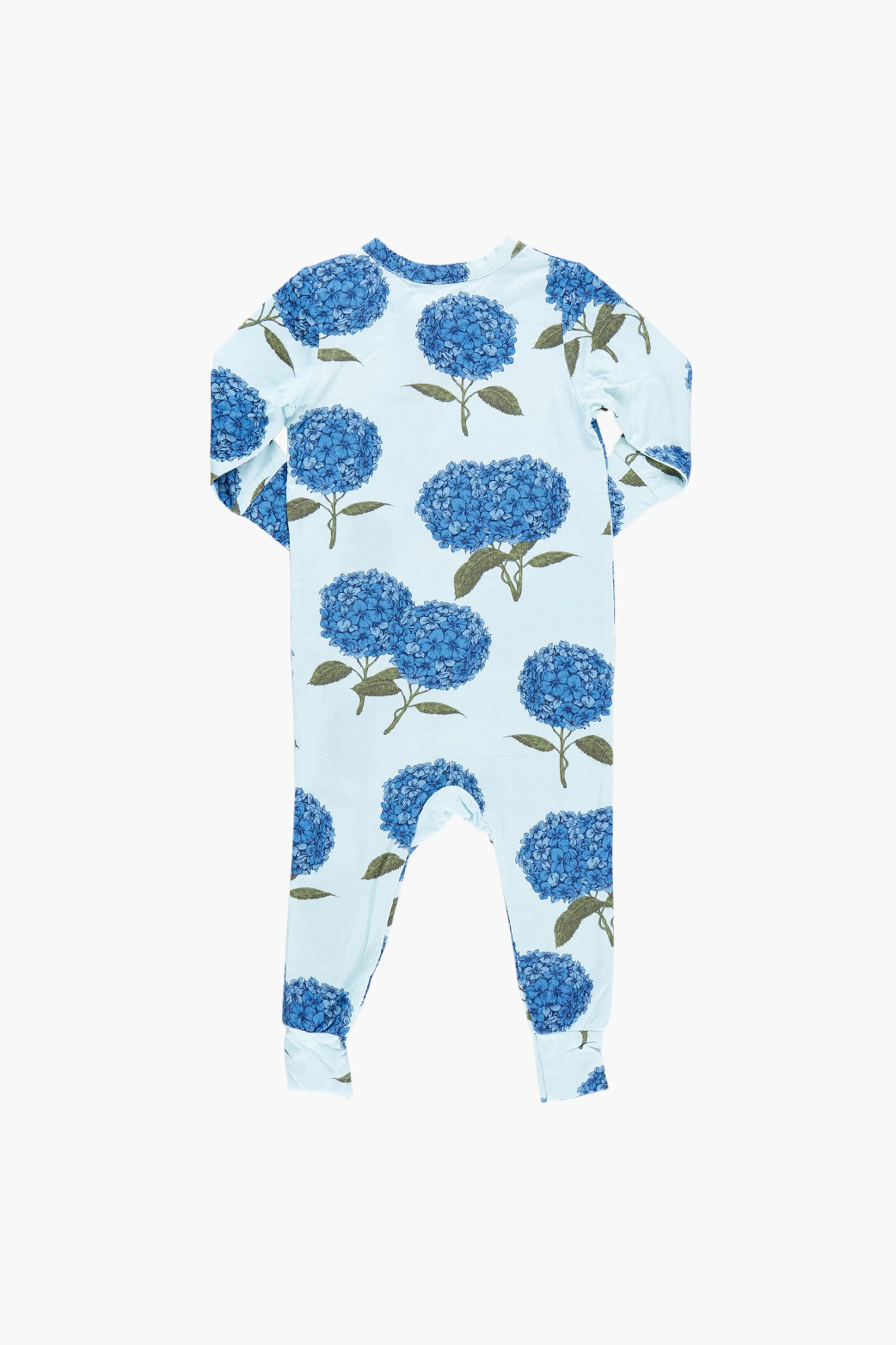 Light Blue Hydrangeas Baby Bamboo Romper - Image 2