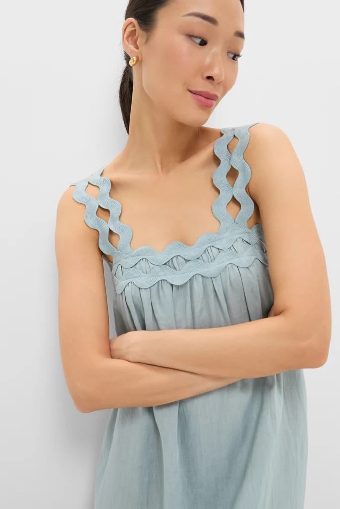 Light Blue Ric Rac Linen Ellis Dress - Image 2