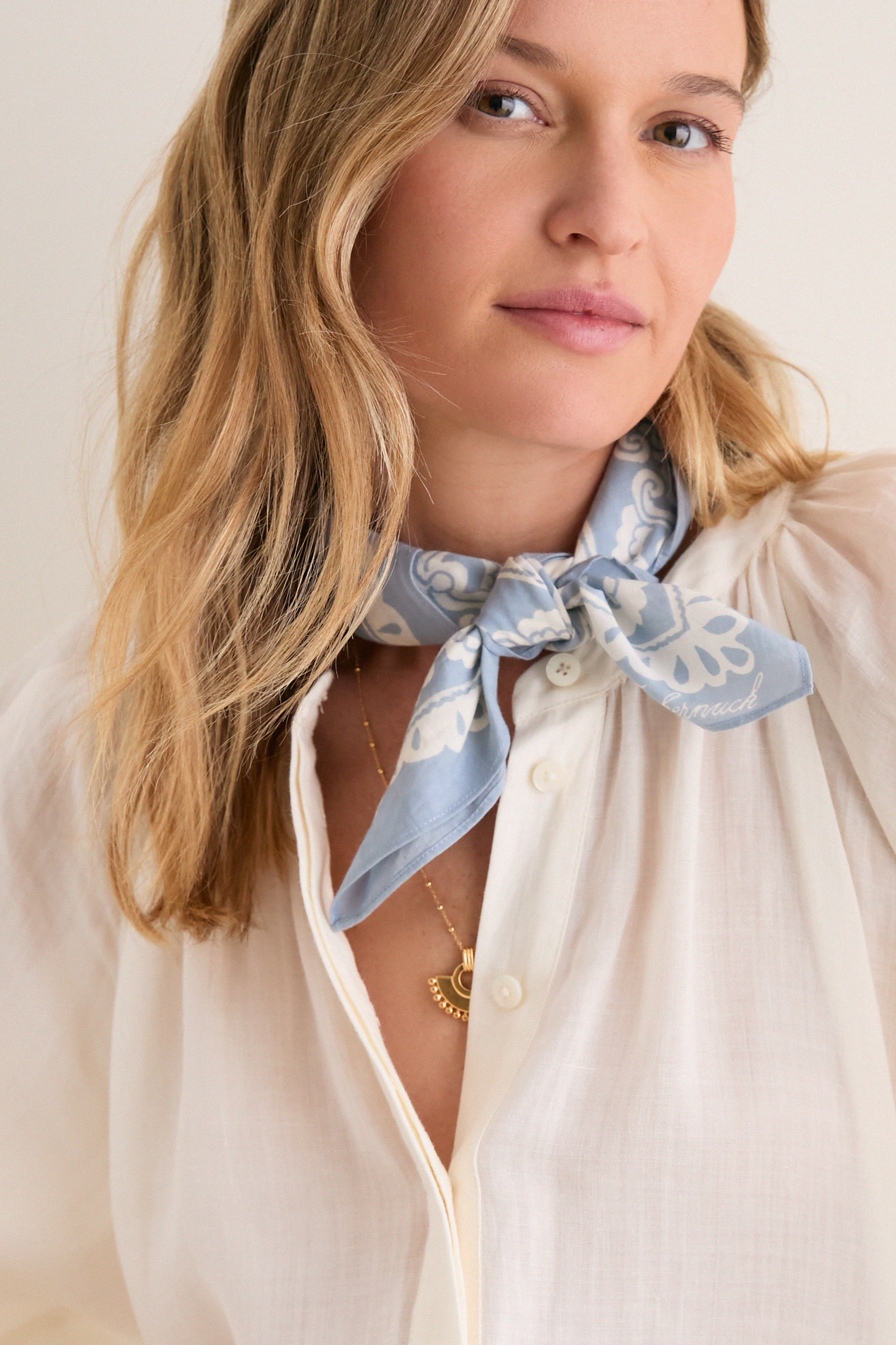 Washed Indigo Tropical Punch Cotton Scarf - Image 5