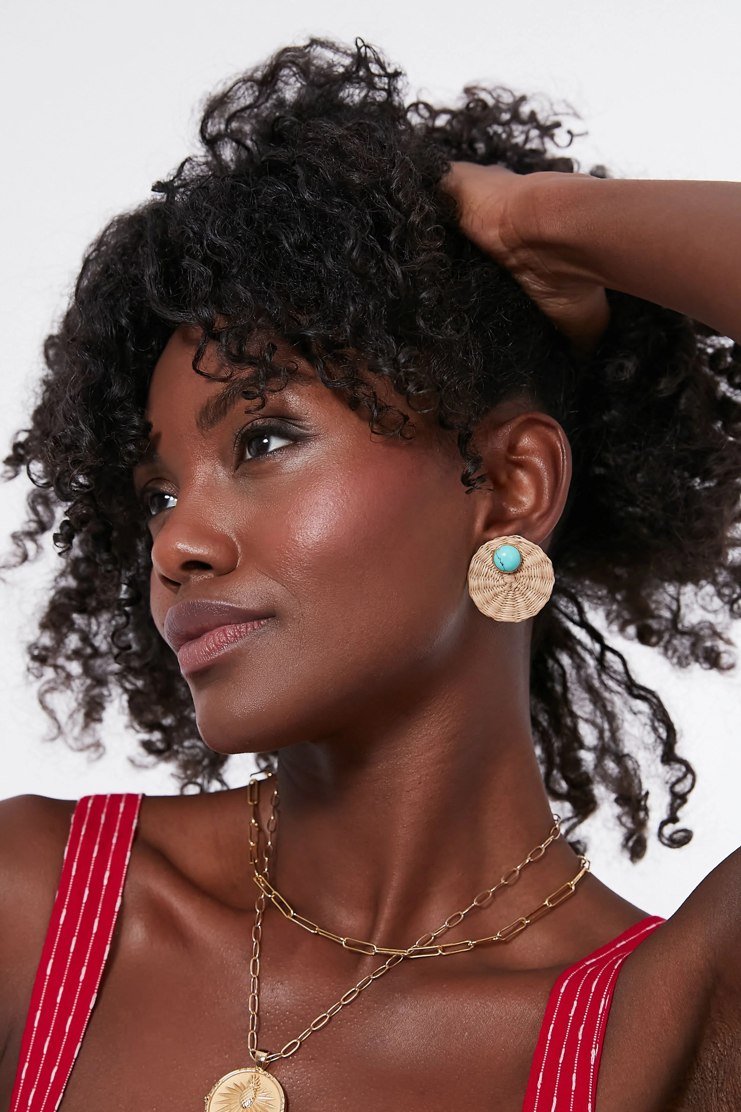 Light Brown Iraca Turquoise Studs - Image 2
