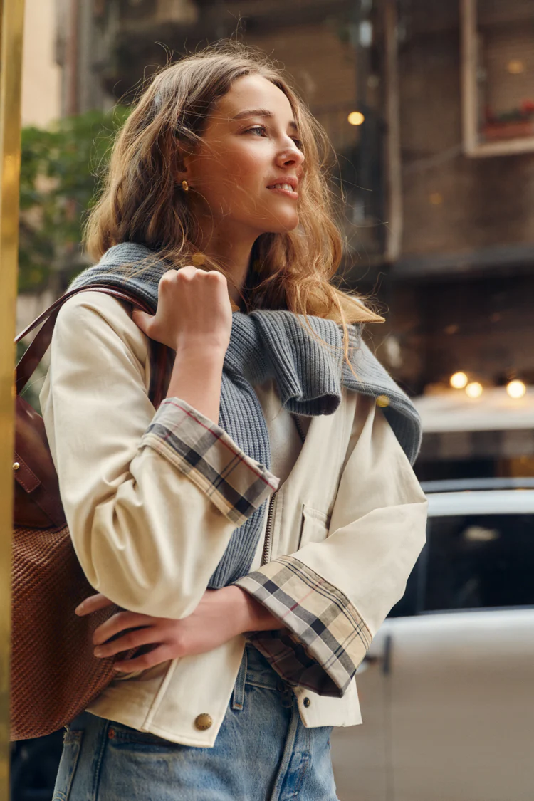 Light Pearl Cropped Beadnell Casual Jacket - Image 2