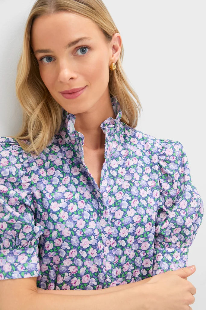 Lilac Ditsy Floral Mini Louisa Dress - Image 3