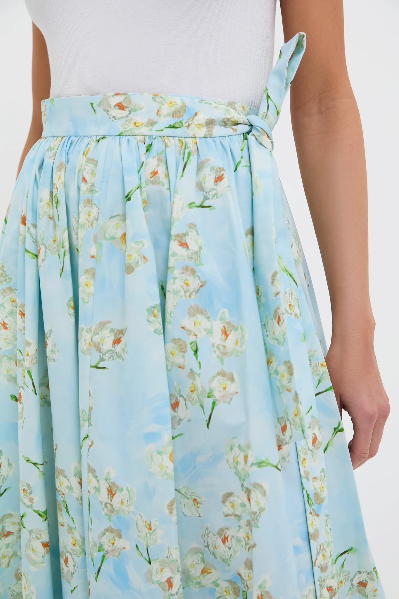 Little Lillies on Blue Evelyna Midi Skirt - Image 5