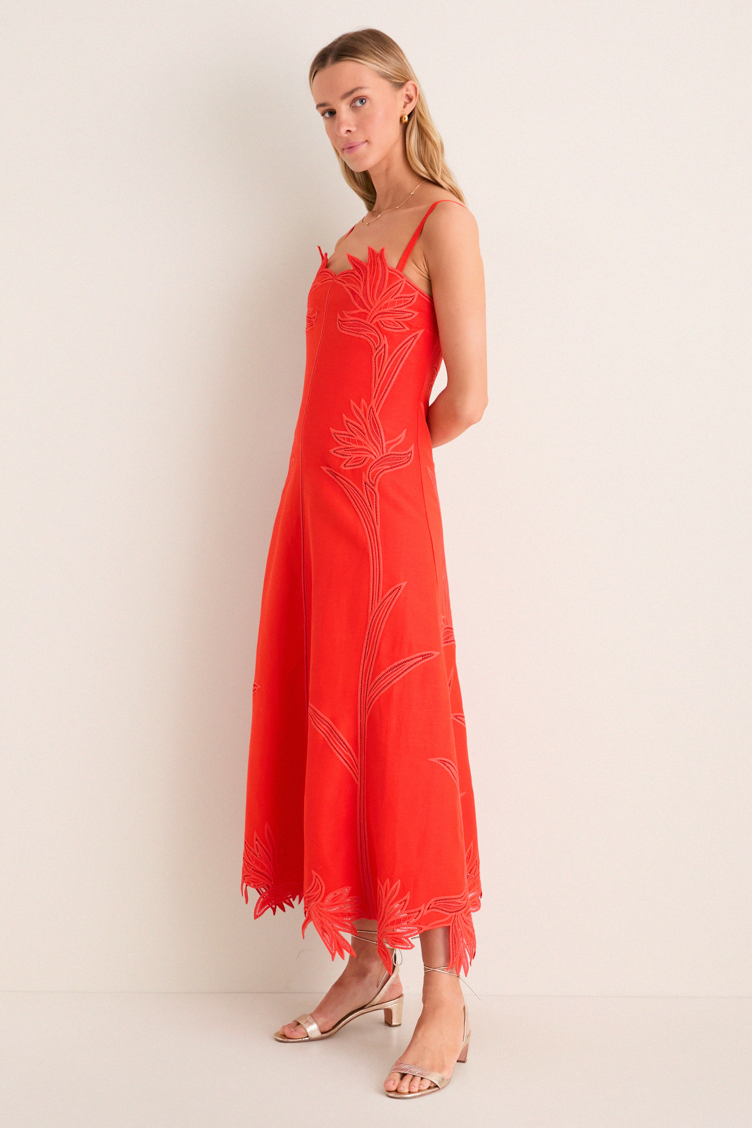 Lobster Ellery Embroidered Bustier Midi Dress - Image 3