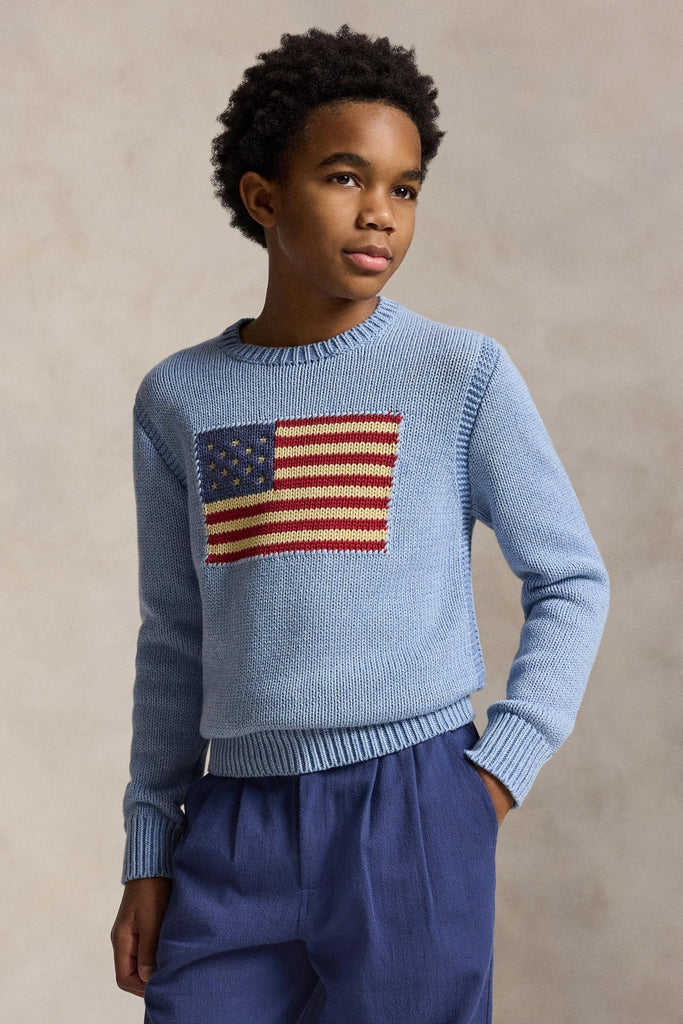 Long-Sleeve Combed Cotton Flag Crewneck Sweater - Image 2
