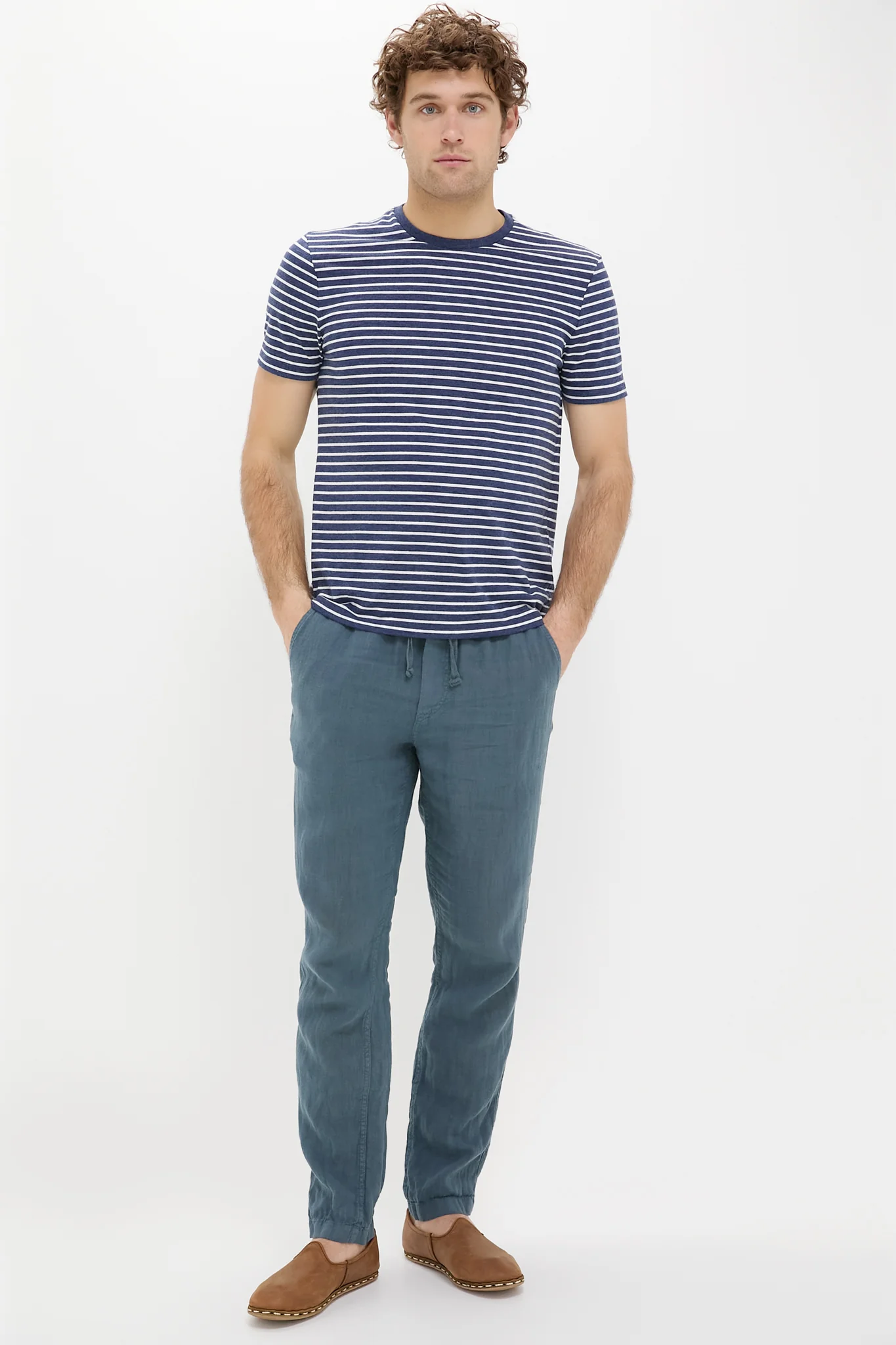 Look Out Navy Linen Drawstring Pant - Image 2