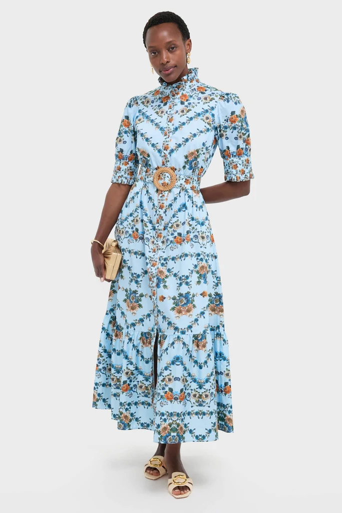 Magical Blossom Blue Marni Cotton Midi Dress - Image 3