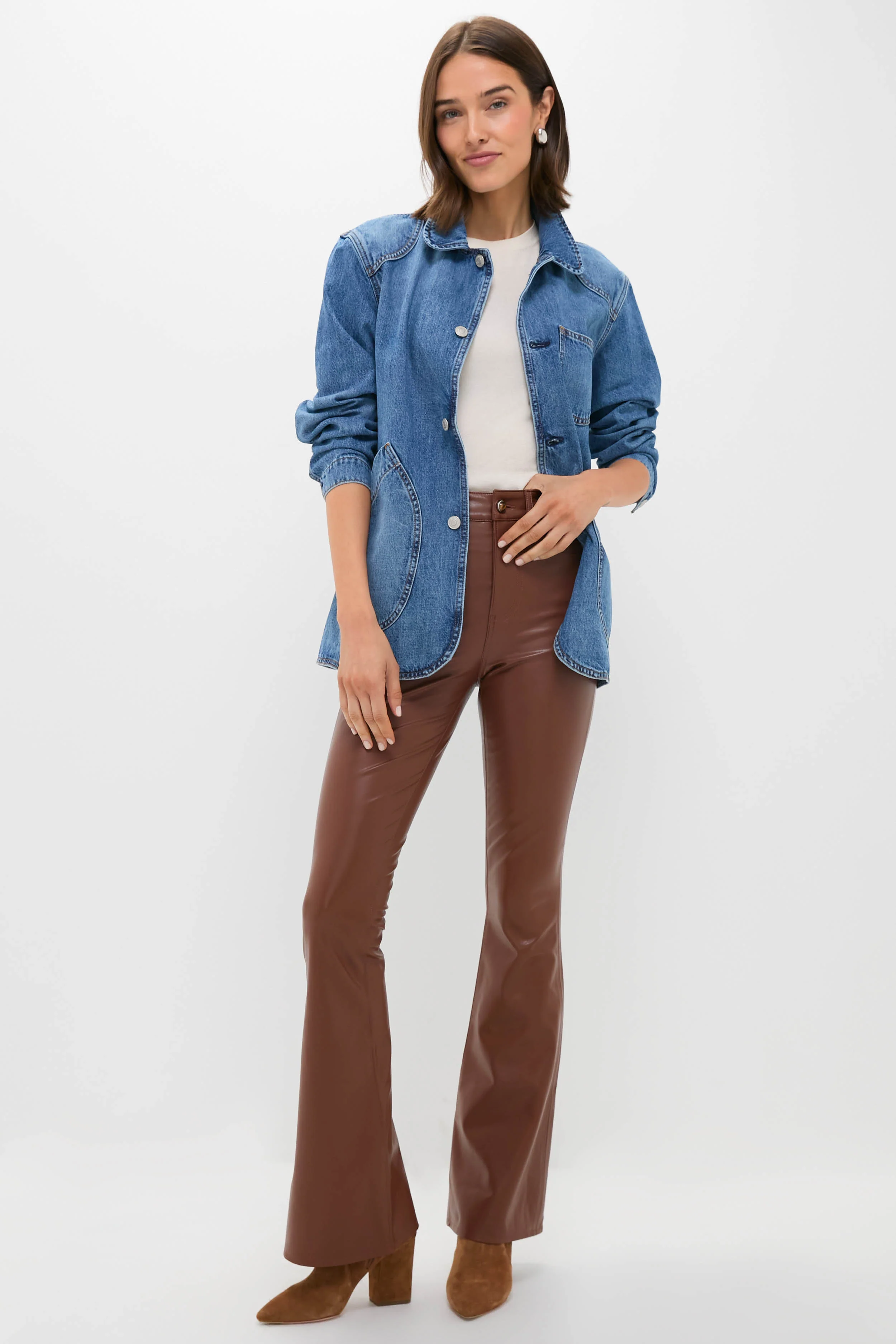 Mahogany Faux Leather Beverly High Rise Skinny Flare - Image 2