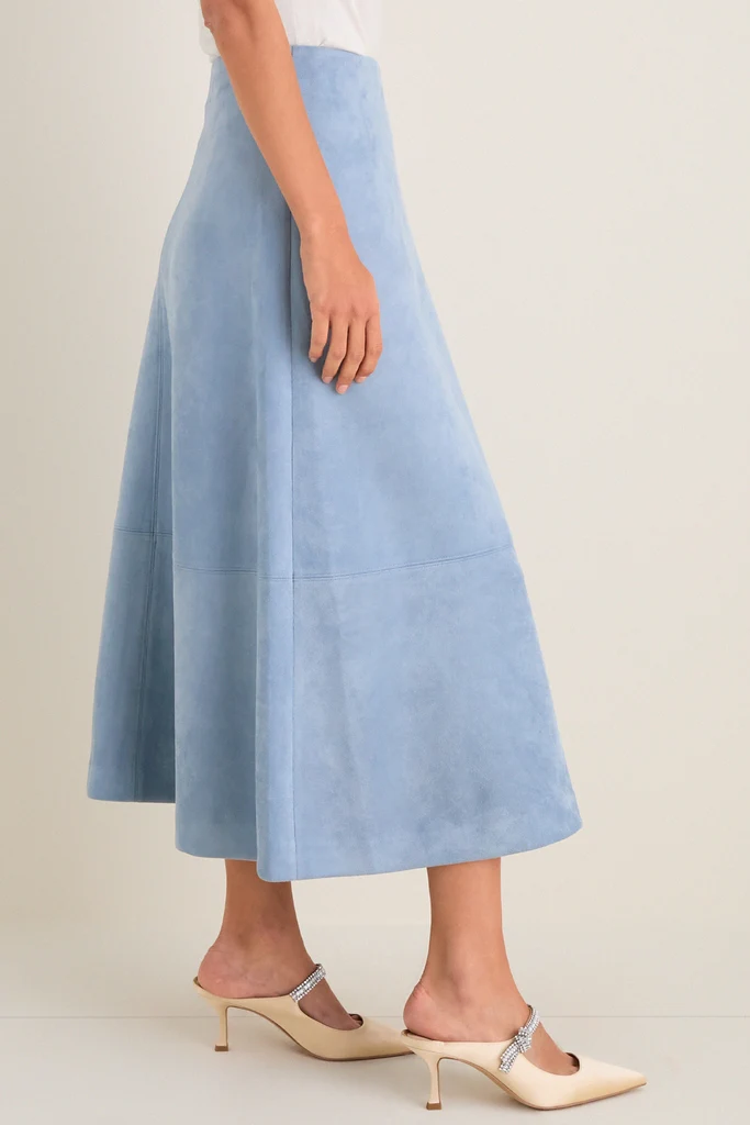 Maison Blue Suede Veronica Maxi Skirt - Image 3