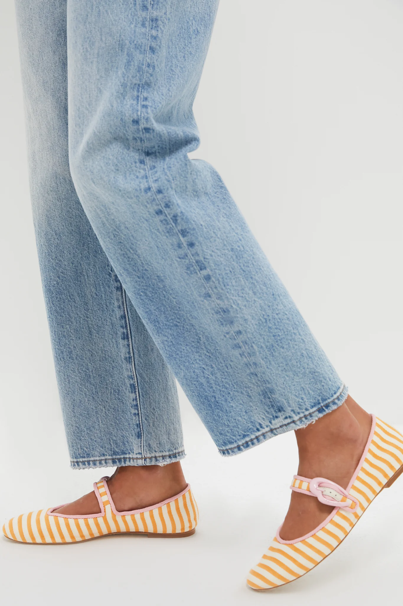 Marigold and Natural Striped Verona Ballet Flats - Image 2